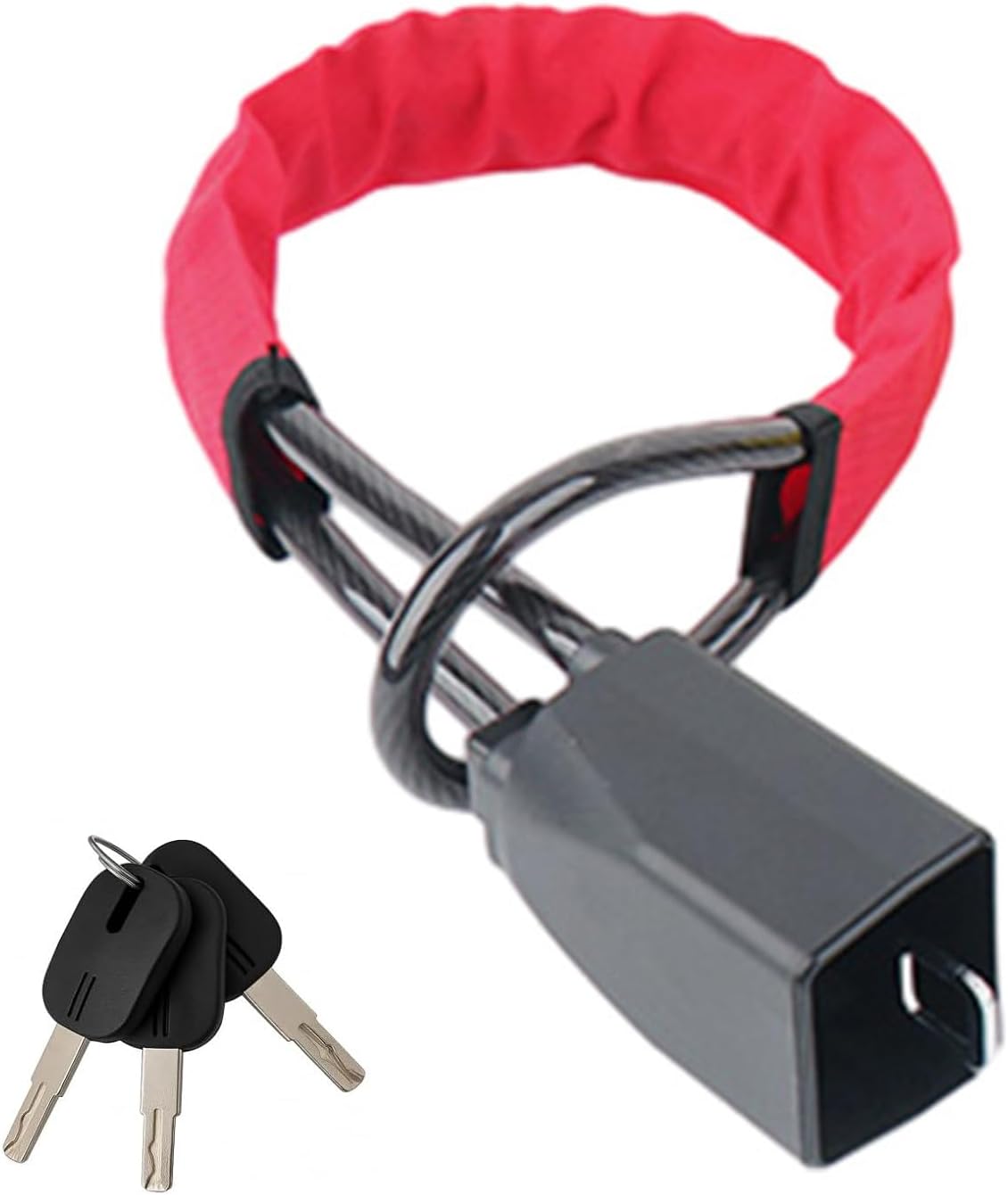 Detalle de Steering Wheel Lock with 3 Keys — Double Anti-Theft Car Security Device (Red)