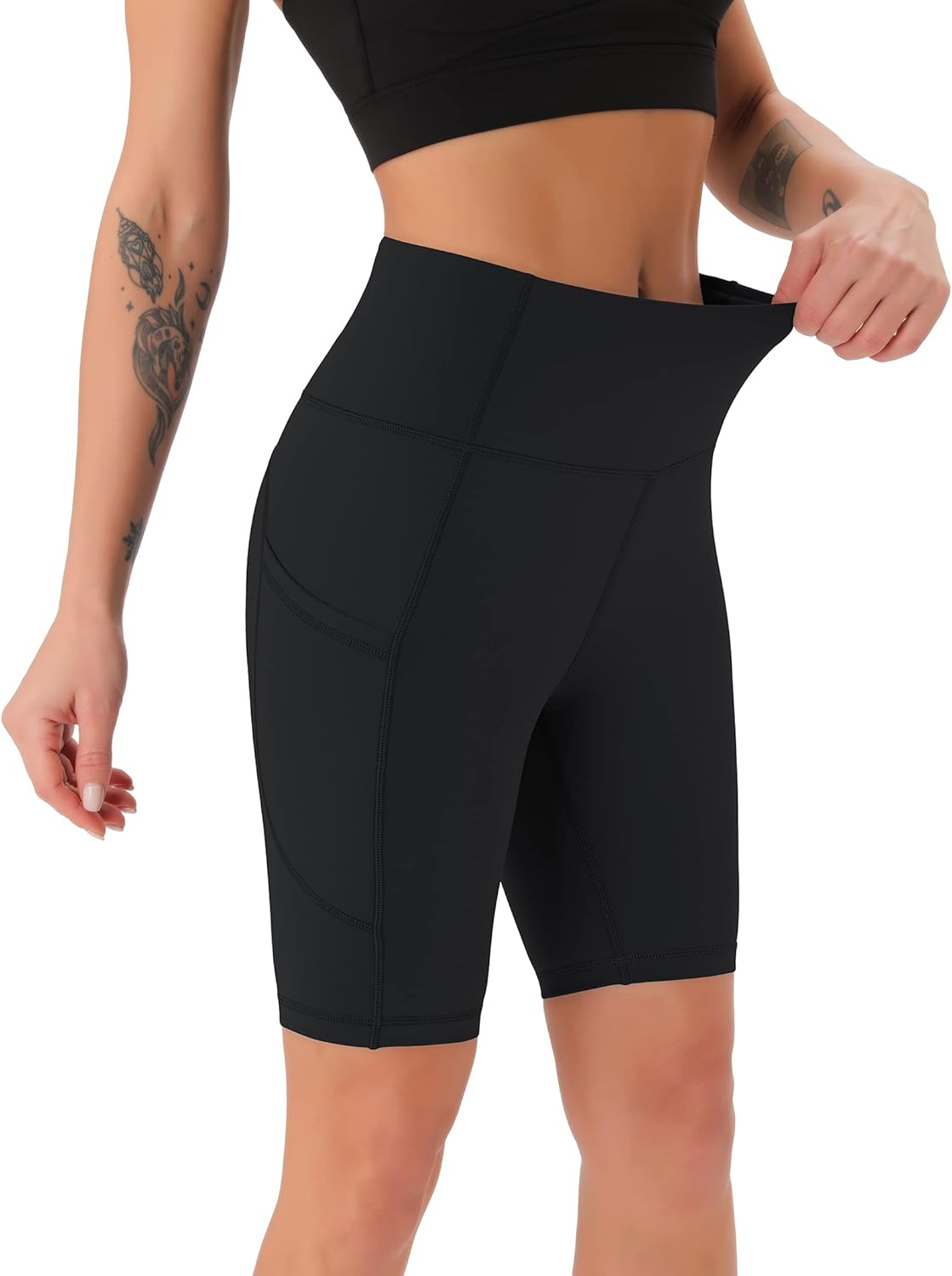 Detalle 2 de Persit Damen Kurze Leggings Blickdicht Radlerhose mit Taschen