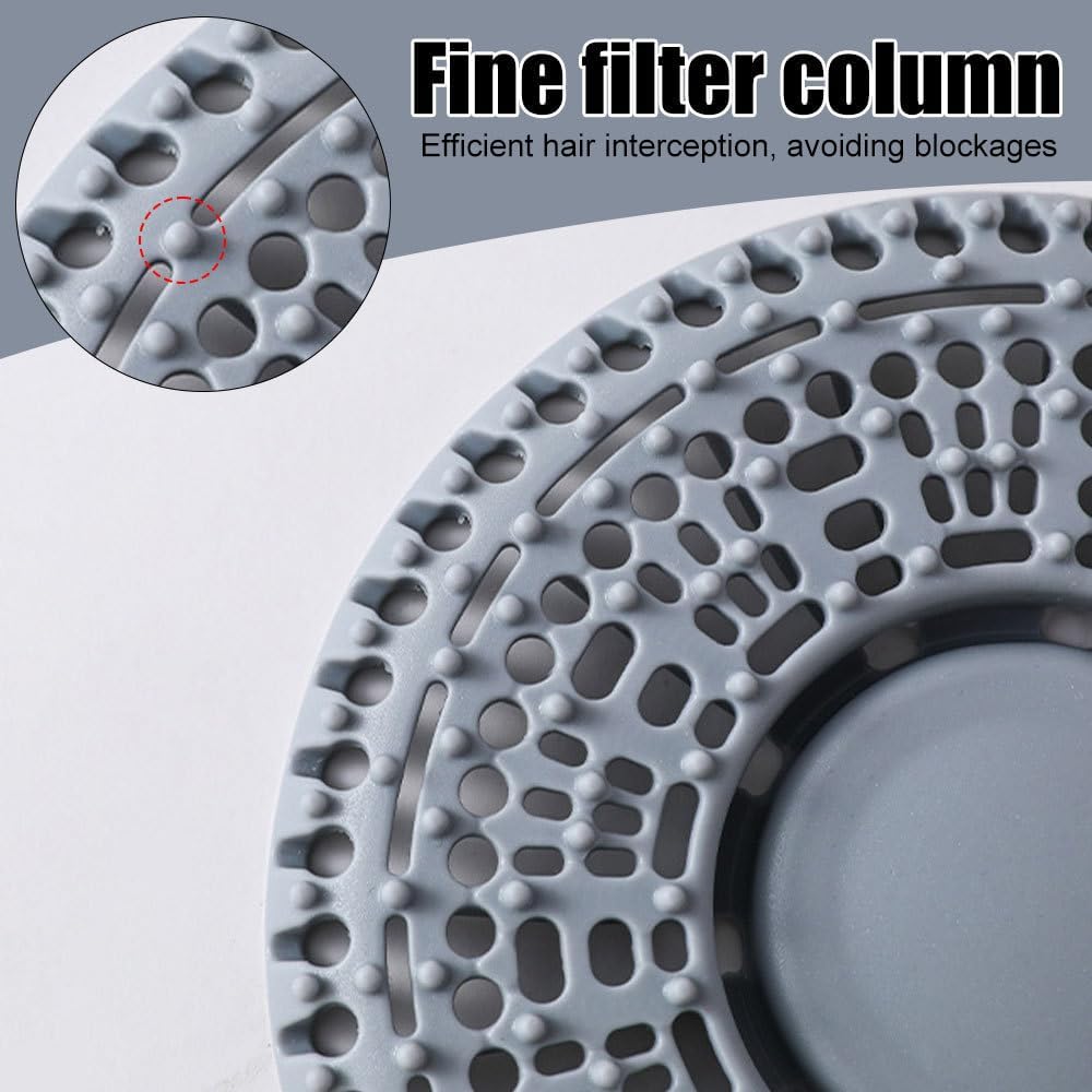 Thumbnail 1 de Shower Drain Hair Catcher – 2-Pack Silicone Anti-Clog Cover (Grey/White)