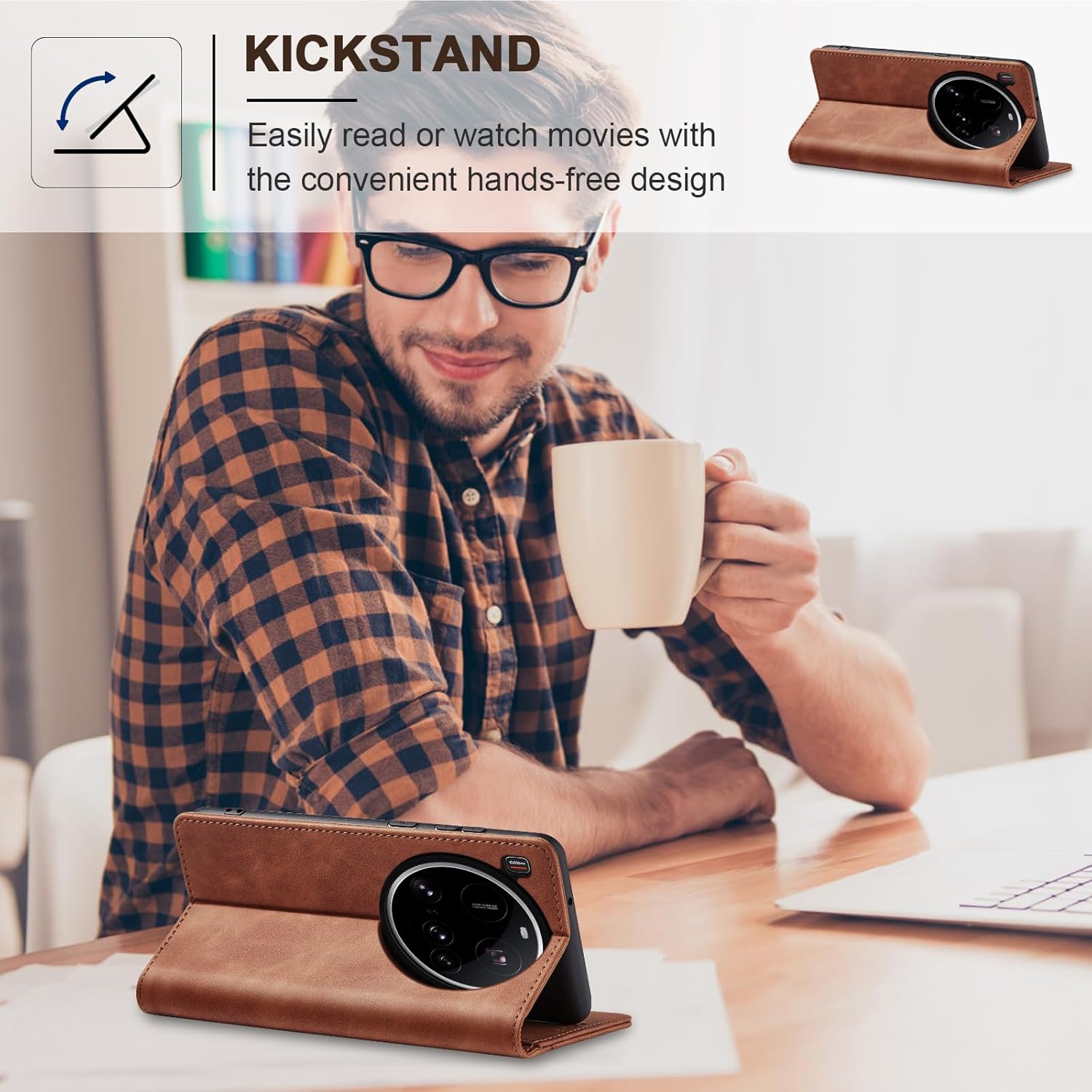 Thumbnail 4 de Jasonyu Handyhülle für Xiaomi 15 Ultra: Leder-Flip mit Magnetverschluss, Stoßschutz & Kartenfächern