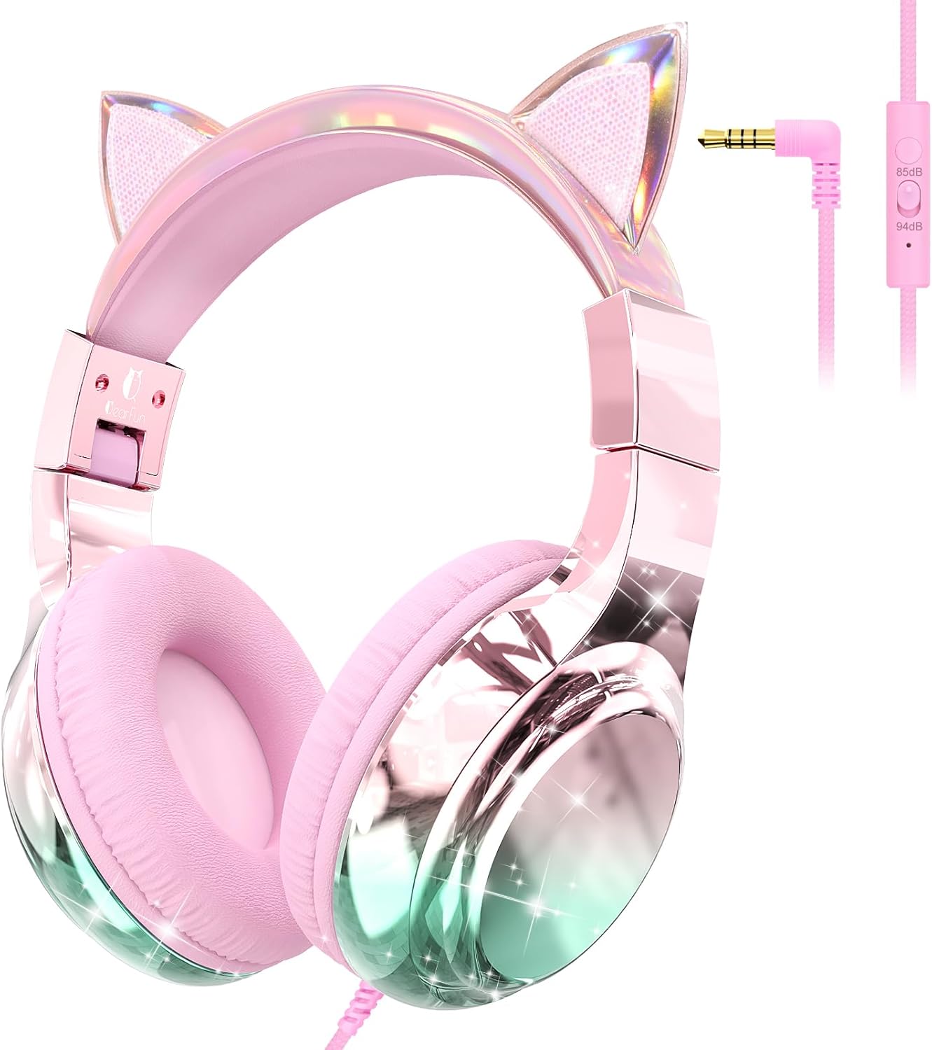 Detalle de Kids cat ear headphones with mic, 85dB