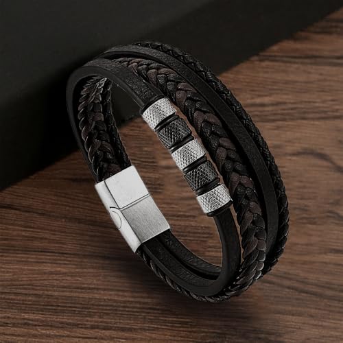 Thumbnail 1 de Pulsera de cuero para hombre Genérico con cierre magnético e acero inoxidable 316L