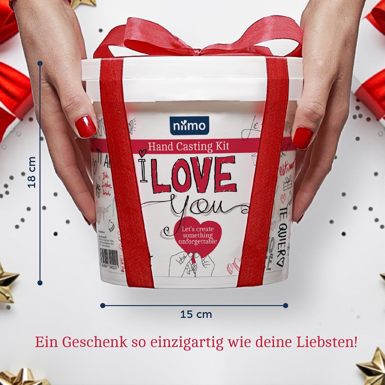 Thumbnail 6 de Niimo® 3D Handabdruck-Set „I love you“ für Paare – personalisierte Gipsabdruck-Hände (Video-Tutorial)