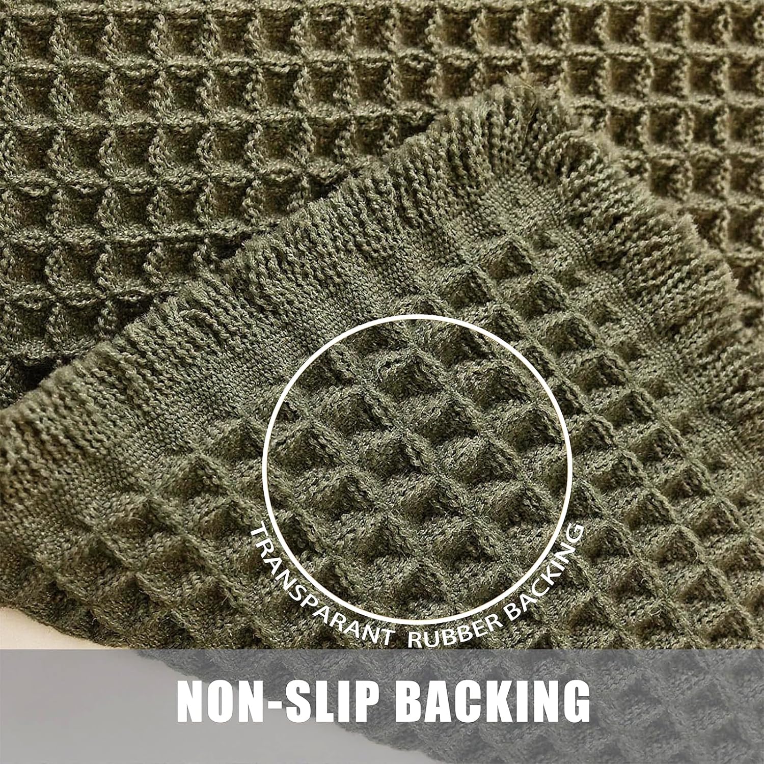 Thumbnail 1 de ZVFFDG Set of 2 Waffle Bathroom Rugs – Olive Green (18x30 and 24x36) with Non-Slip Backing