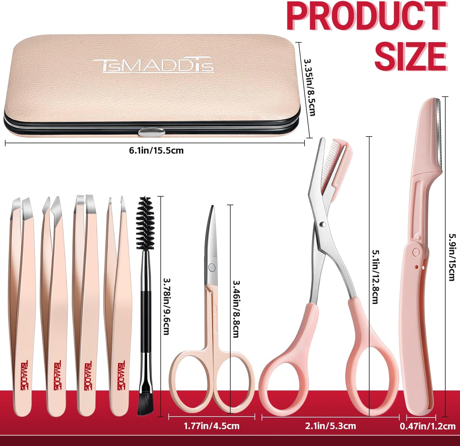 Detalle 2 de TsMADDTs Tweezers 8-in-1 Eyebrow Kit 💄