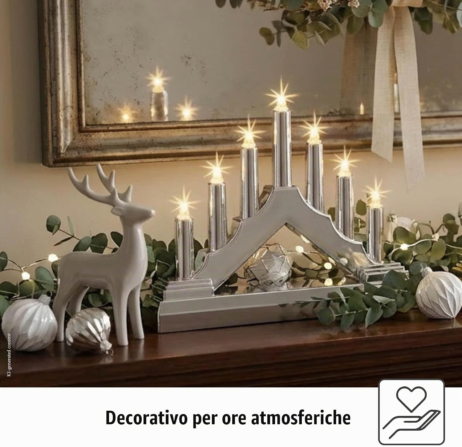 Detalle de Hellum 520934: Candelabro LED argentato per interni con 7 luci calde