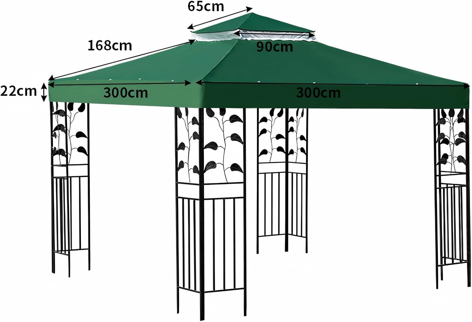 Thumbnail 1 de OKYUK Tetto di Ricambio per Gazebo 3x3 m – Impermeabile, Doppio Tetto e Protezione UV, Verde