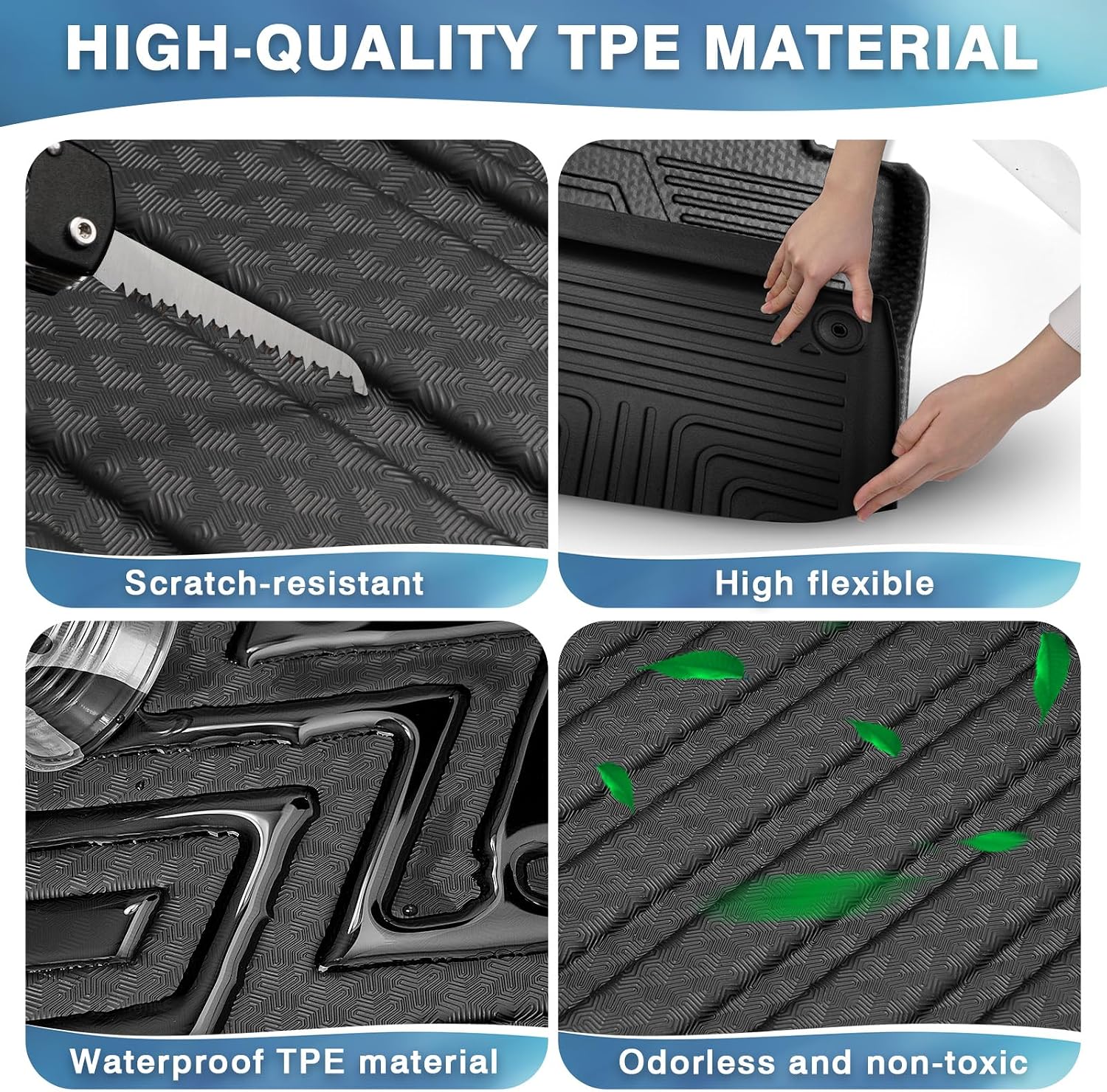 Detalle 2 de FIILINES Kia Sorento Floor Mats, 3D TPE All-Weather Liners, Black, 2021–2026