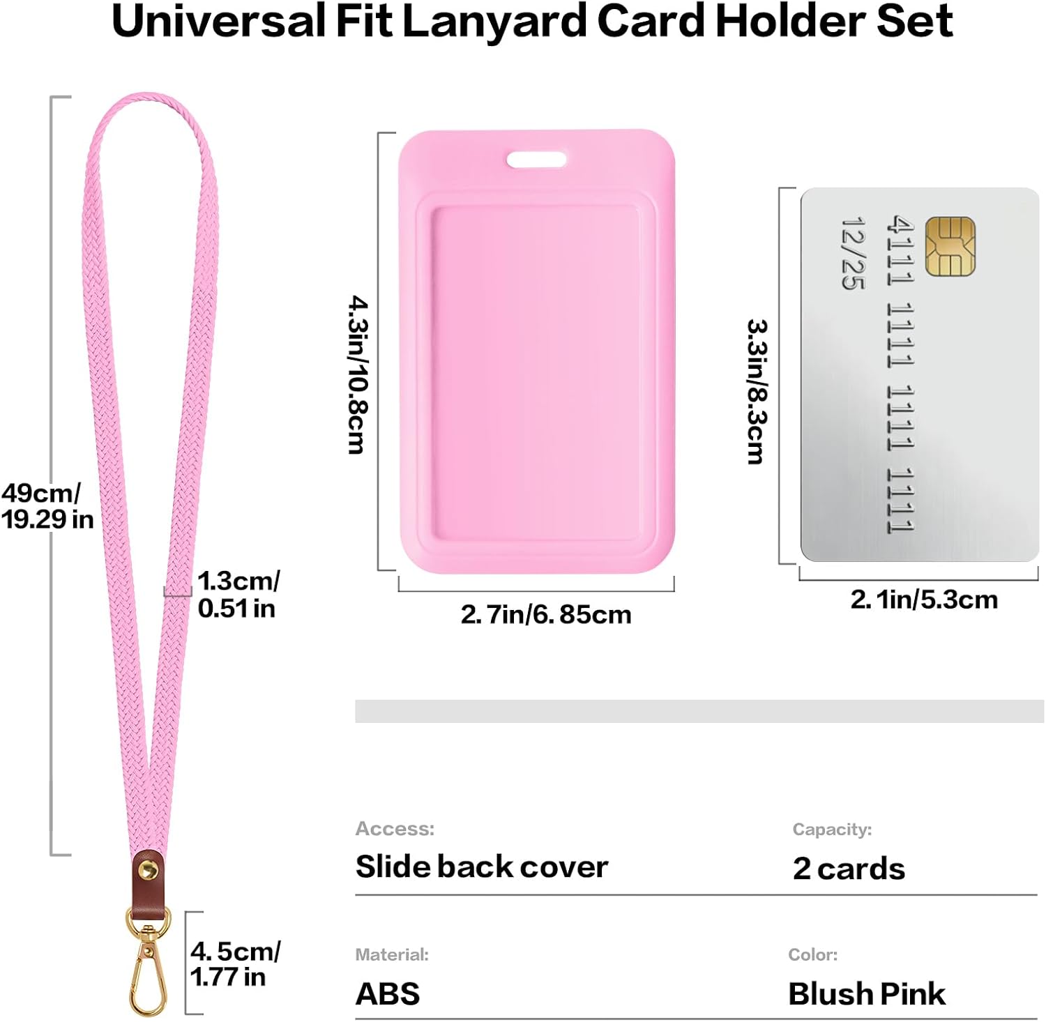 Thumbnail 6 de YANTHKEY YK-XDKT Stretchy ID Lanyard with ABS Badge Holder, Blush Pink