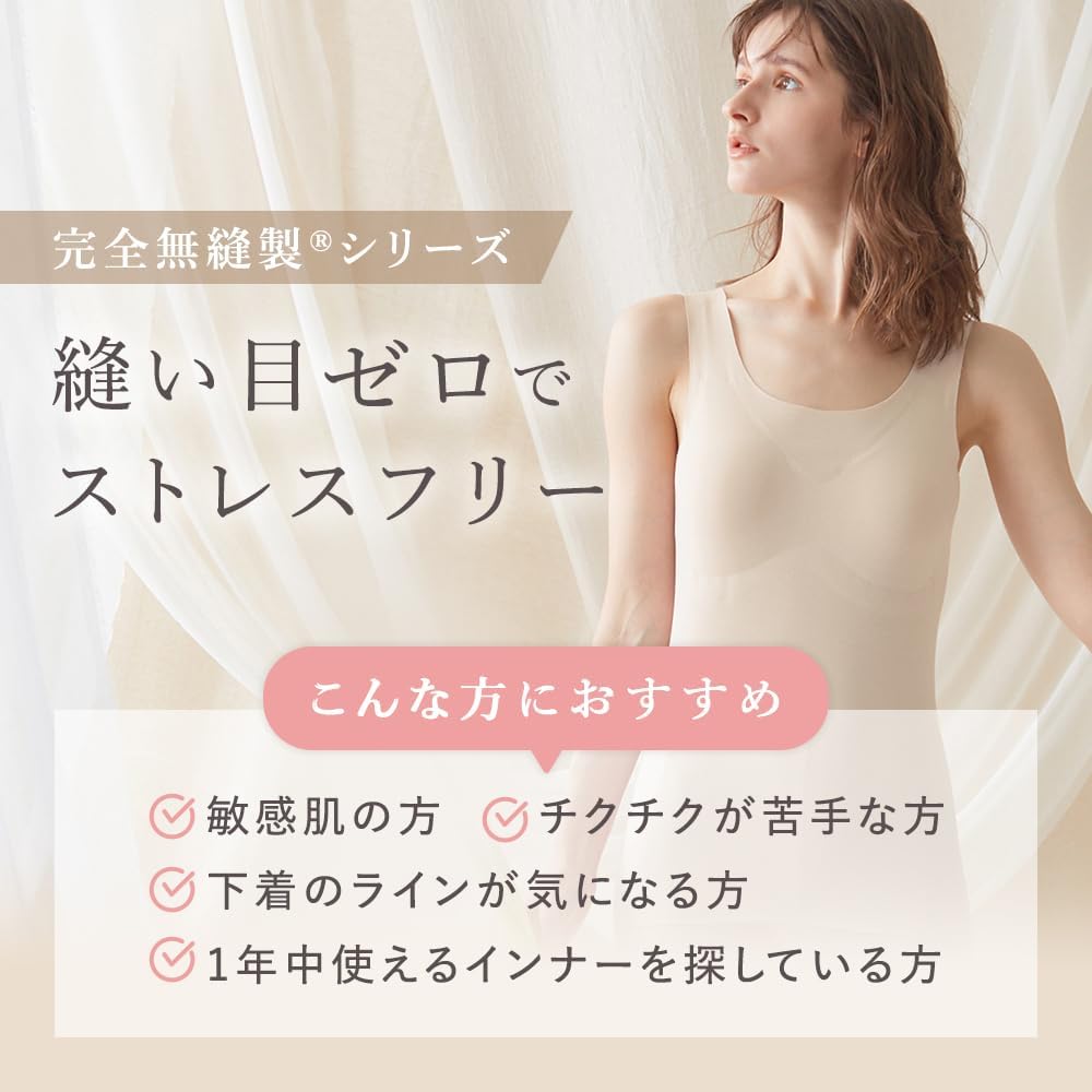 Detalle de GUNZE キレイラボ Fitte KB2063B 3分丈ボトム 無縫製・オーガニックコットン混