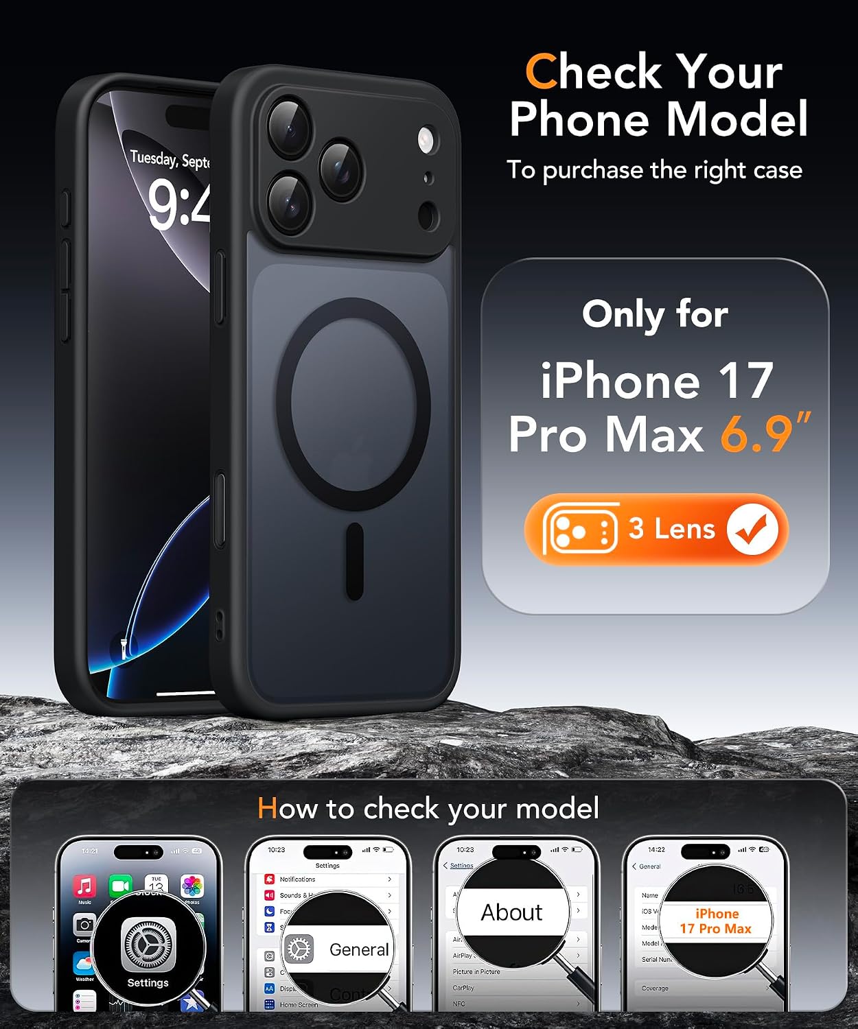 Detalle 2 de iPhone 17 Pro Max Magnetic Privacy Case with MagSafe