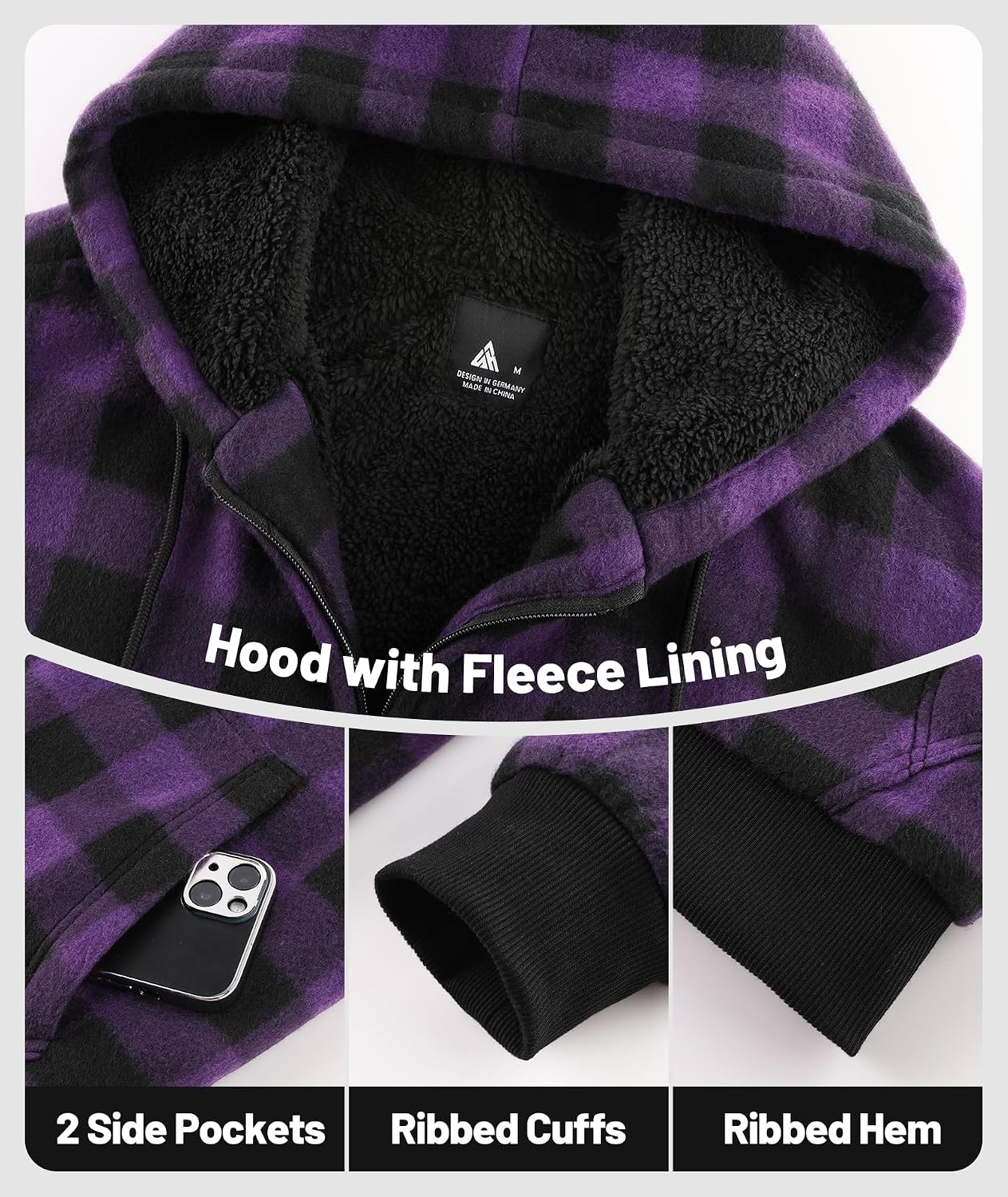 Detalle 2 de geeksport Felpa da Uomo con Cappuccio Full Zip