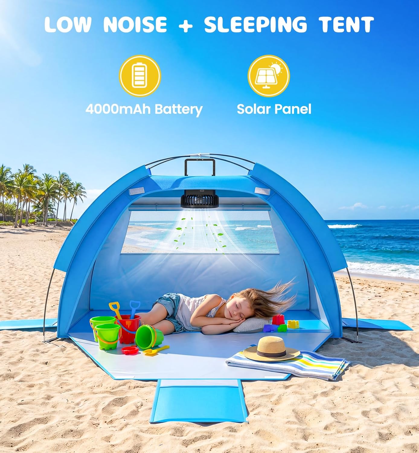 Thumbnail 3 de Dsquu Baby Beach Tent Solar Cooling Fan: All-in-One Sun Shelter for Toddlers