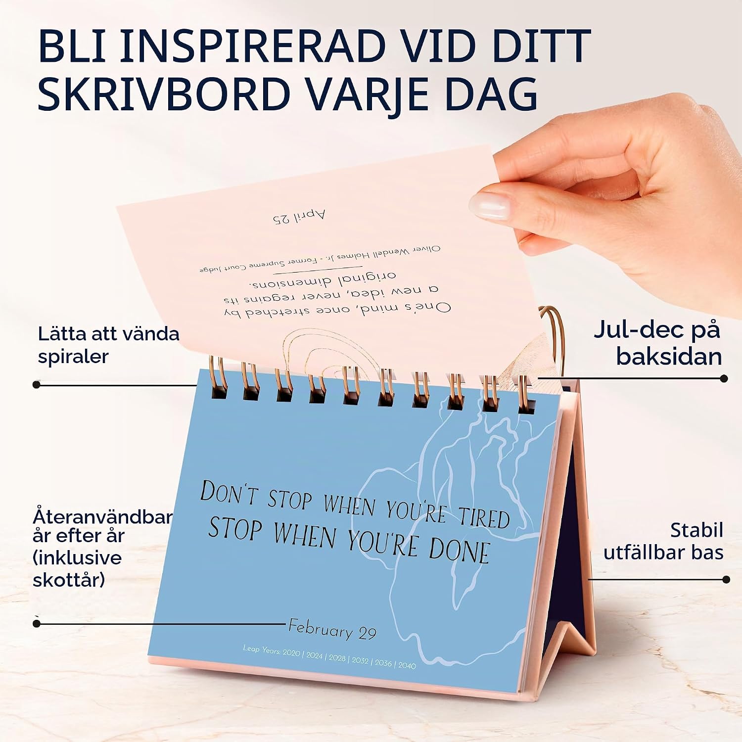 Detalle 1 de RYVE flipkalender med citat – odaterad skrivbordskalender i papper