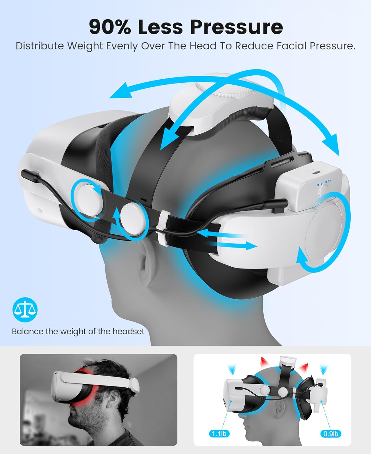 Thumbnail 5 de Elegamefy Headstrap für Meta Quest 3/3s/Quest 2 mit 20.000-mAh Akku & Ladestation