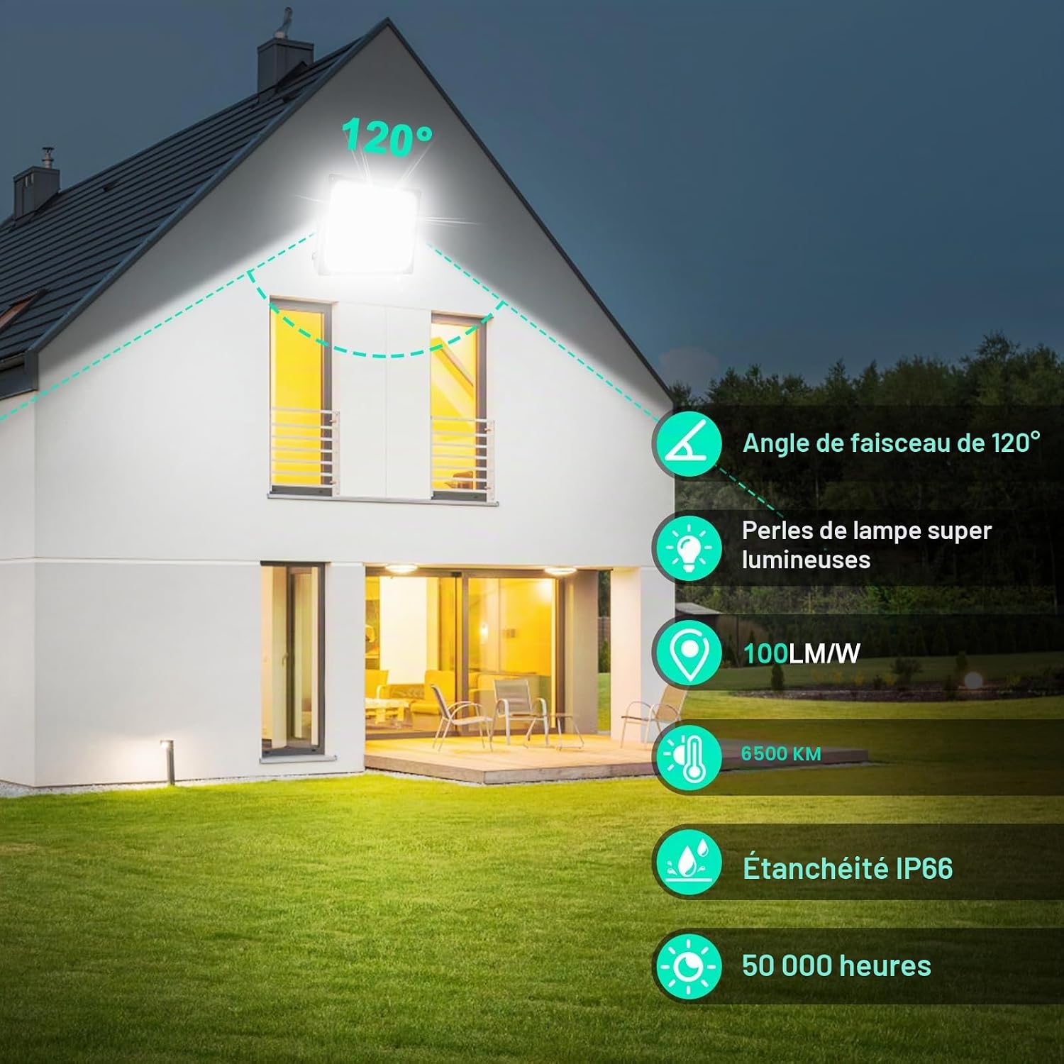 Detalle de JBdusn XZ-LED led-buitenspot 30 W, 3.000 lumen en IP66