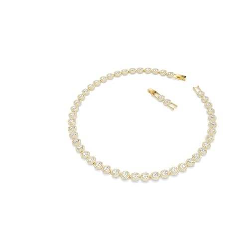 Detalle 2 de Swarovski Una Angelic Tennis Halskette – Weiße, vergoldete Damenkette mit Rundumlaufenden Kristallen, 38–41 cm