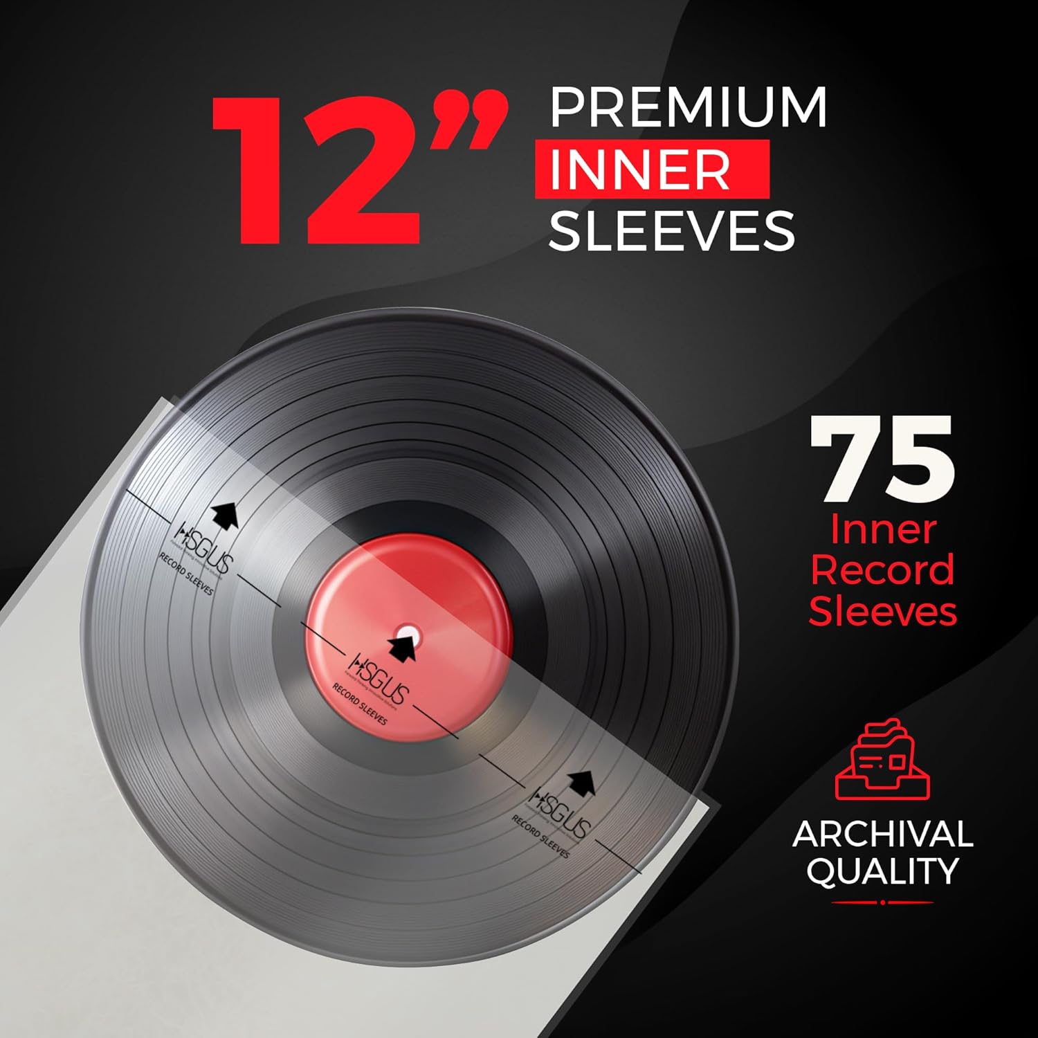 Detalle de HSGUS 150 Vinyl Record Sleeves Combo Pack (75 Inner + 75 Outer) - Clear Plastic Album Covers