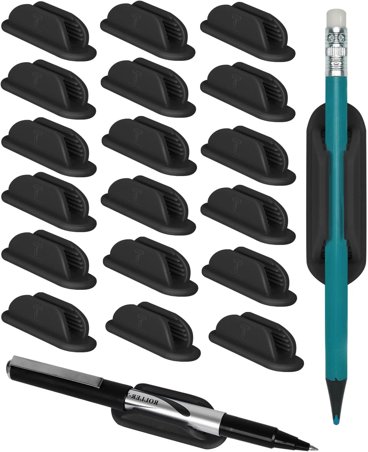 Detalle de Tiizze TJ-GJBZ-BLACK-20 Silicone Adhesive Pencil Holders, 20-Pack