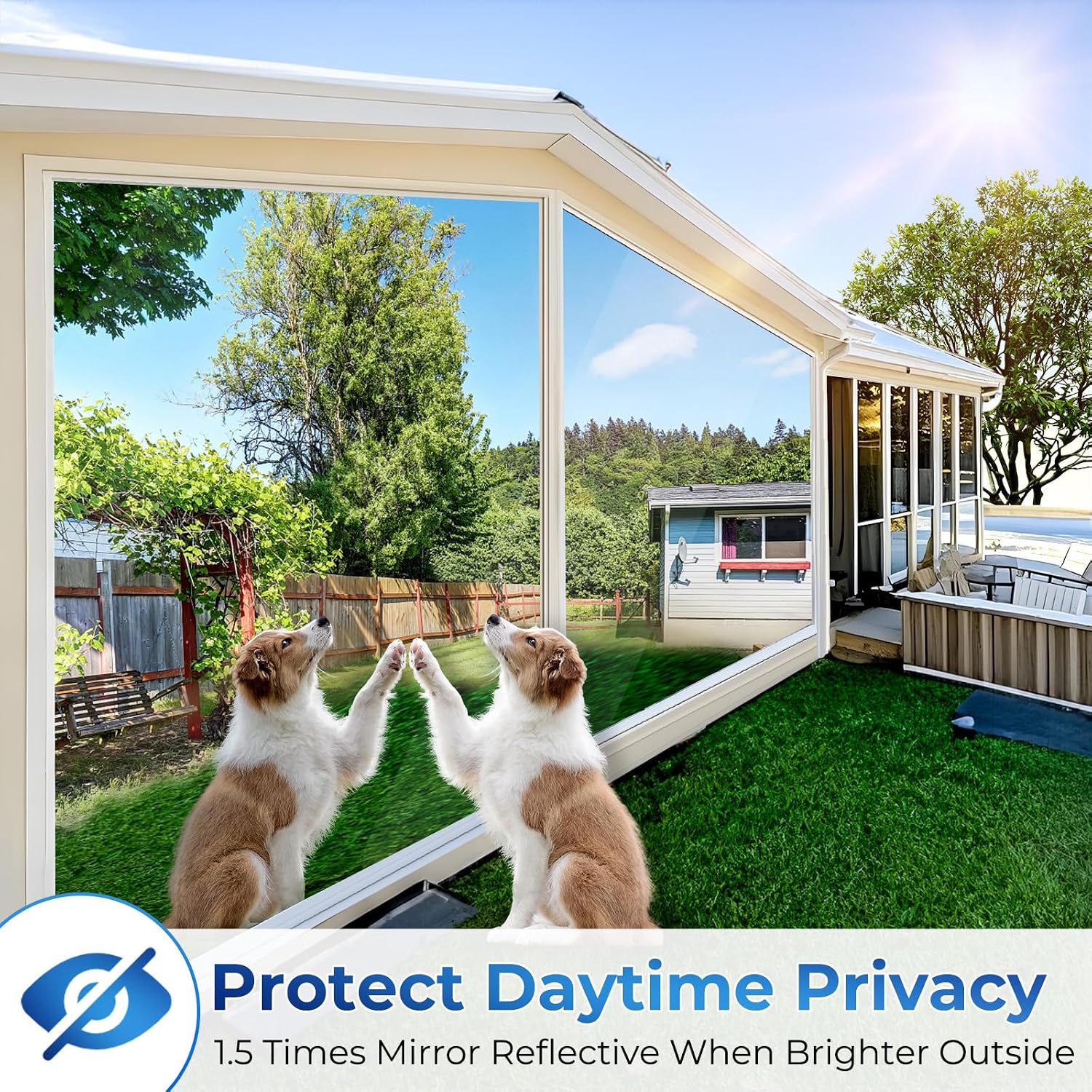 Detalle de Beautysaid Window Film Privacy One Way Clear: Mirror Heat Reflective Tint for UK Homes