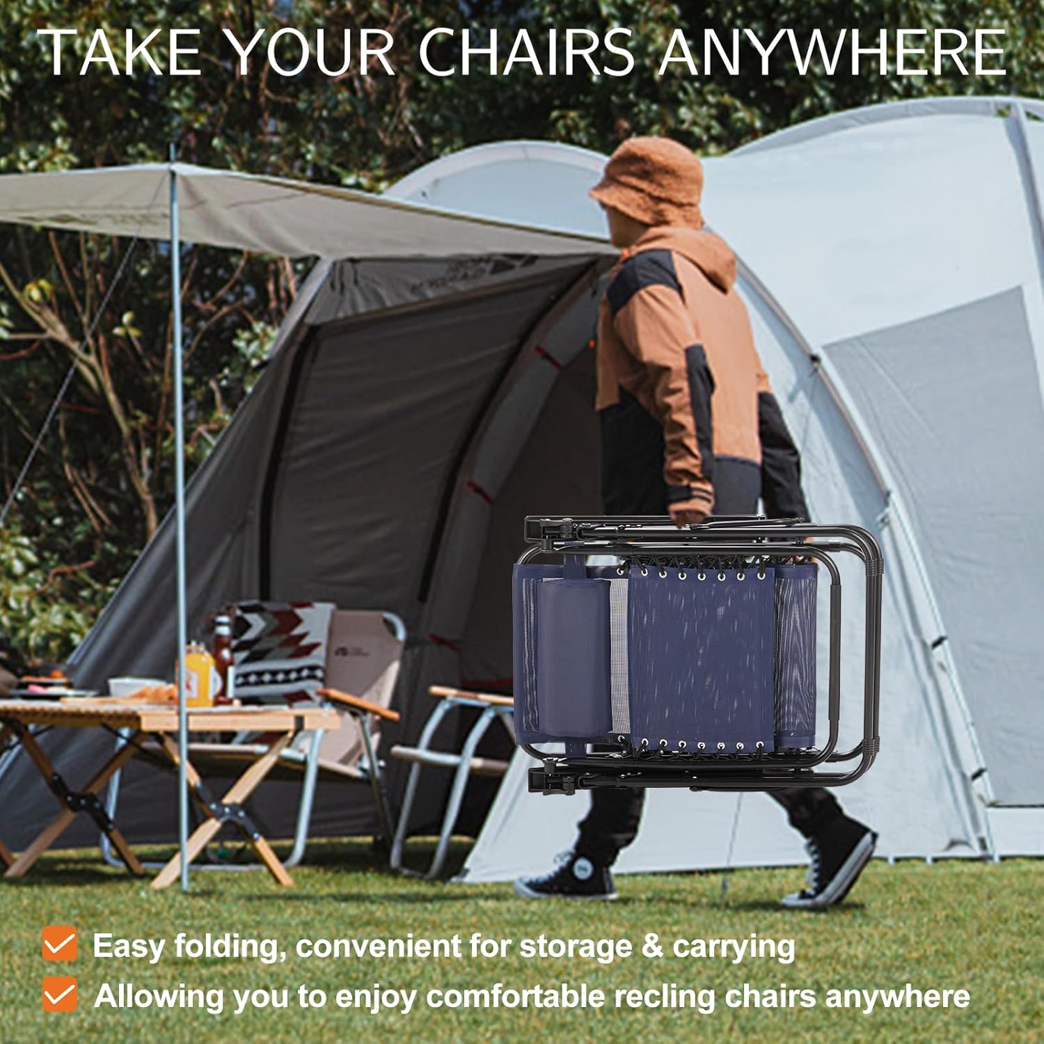 Thumbnail 6 de Sweetcrispy TY01NEBUF-MN Zero Gravity Chairs Set of 2, Folding Mesh Recliners