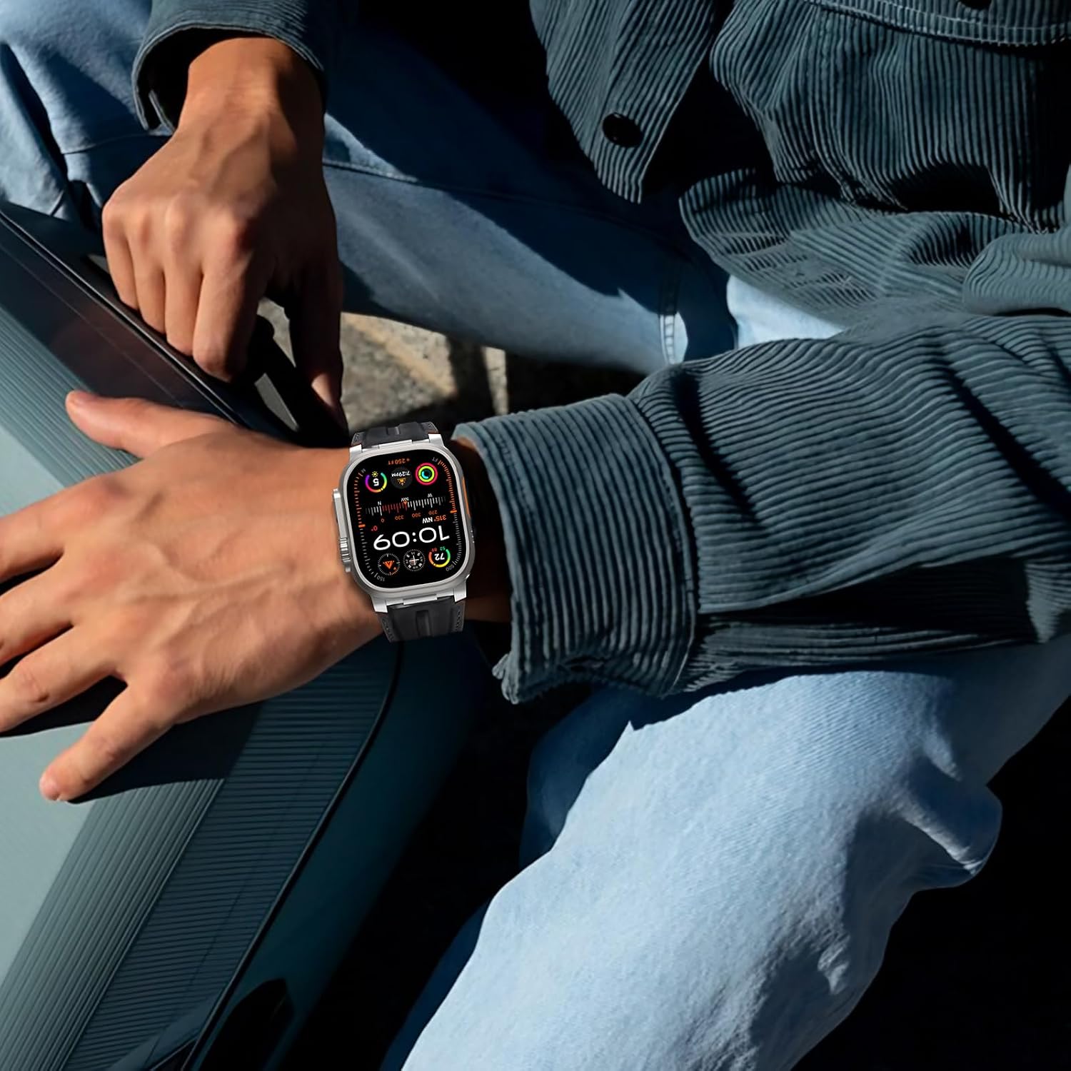 Detalle 2 de Bouixel Top Grain Leather Strap for Apple Watch Ultra & Series (Rugged Metal Connector)