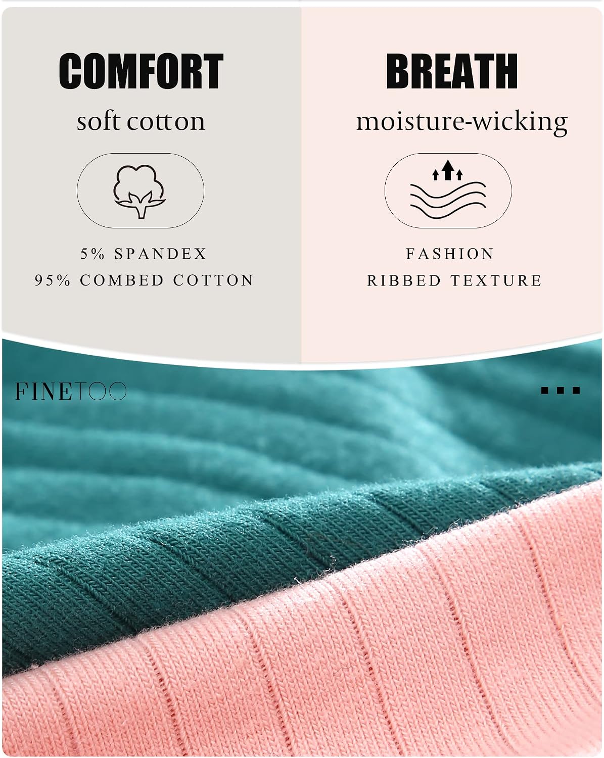Detalle de FINETOO 9-Pack Cotton Women's Low-Rise Ribbed Hipster Underwear, S–3XL