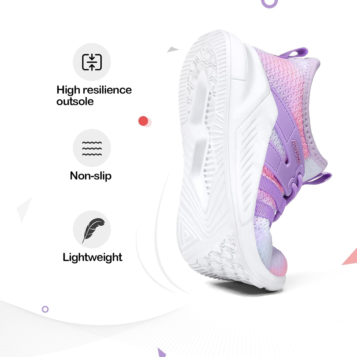 Thumbnail 3 de RUNSIDE Girls Lightweight Tennis Shoes for Kids (Lace-Up, Slip-Resistant) for Running & Walking