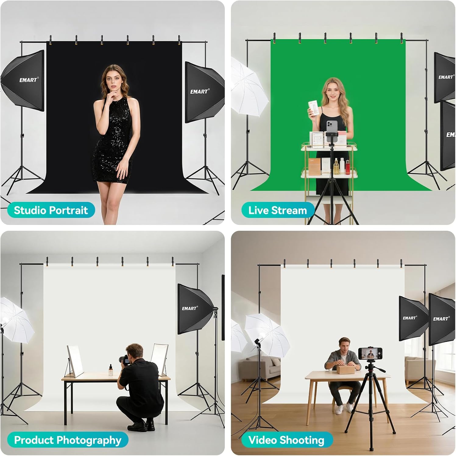 Thumbnail 4 de EMART 8.5 x 10 ft Backdrop Support System
