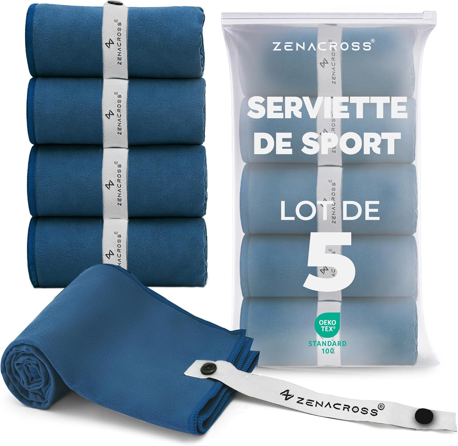 ZENACROSS Serviette Sport Microfibre Lot de 5