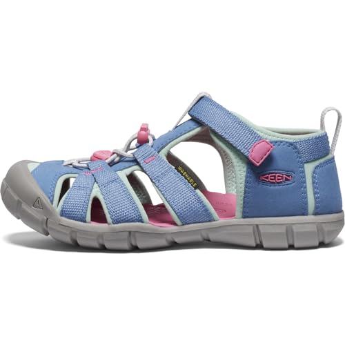 Detalle de KEEN Unisex Kinder SEACAMP II CNX Sandal CORONET Blau/Hot Pink – robustes Wasserparadies für kleine Füße