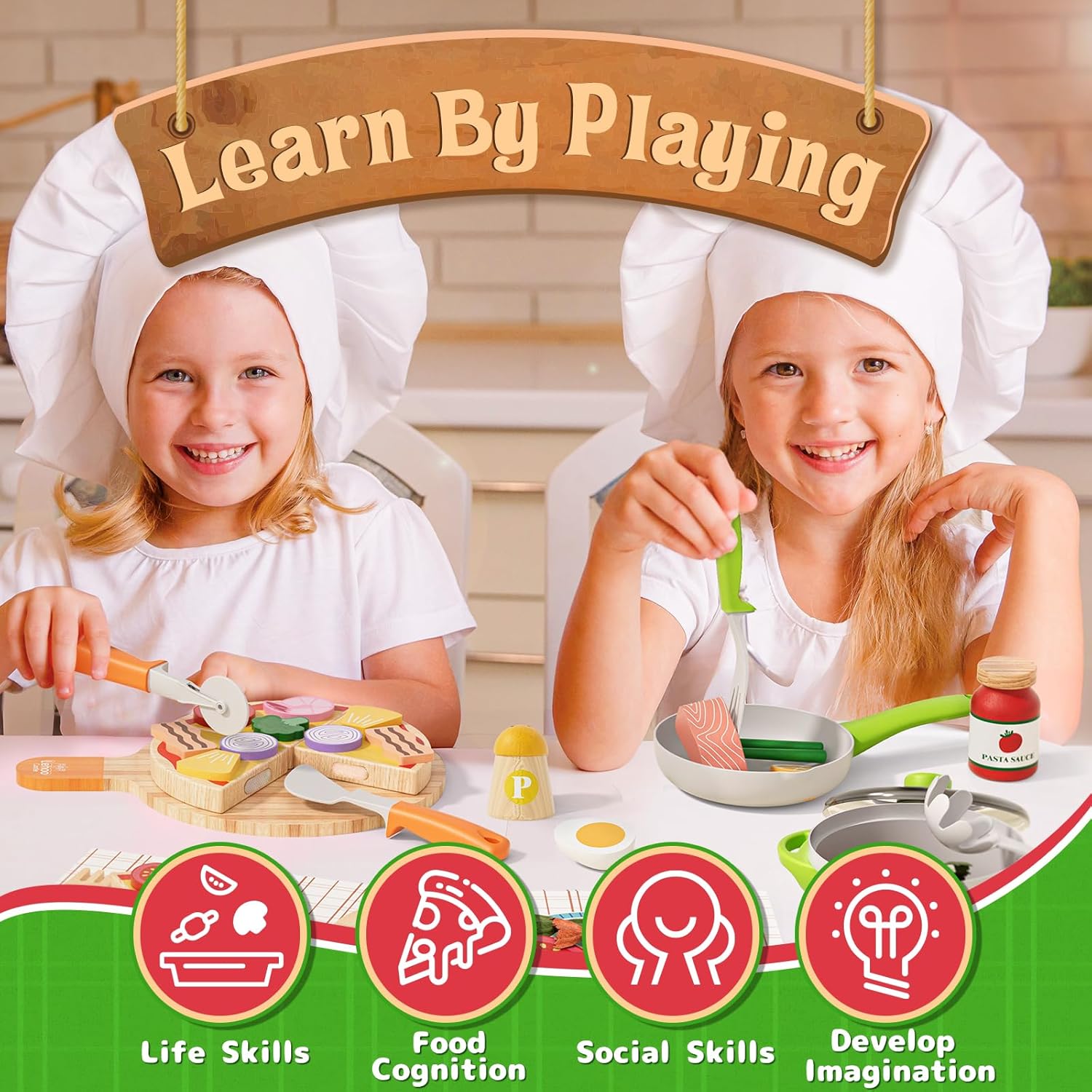 Thumbnail 4 de Lehoo Castle wooden kitchen food toys