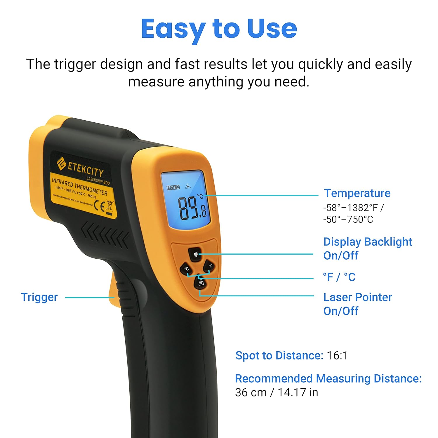 Thumbnail 6 de Etekcity Lasergrip 800 infrared thermometer -50°C
