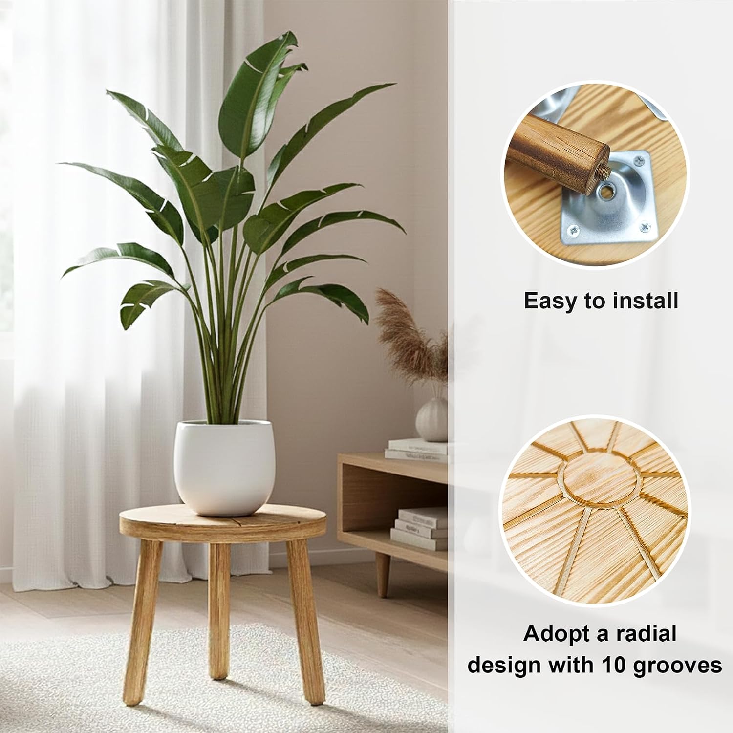 Detalle de Delma Wooden Plant Stands, Carbonized Pine