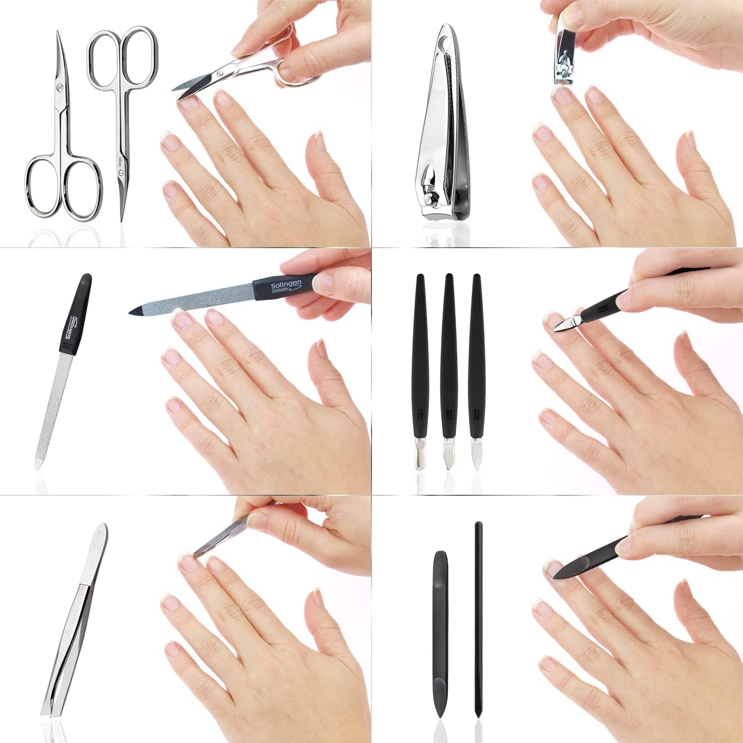 Thumbnail 4 de Mega kit manucure Solingen 12 pièces – coffret cadeau femme/homme, cuir bleu foncé