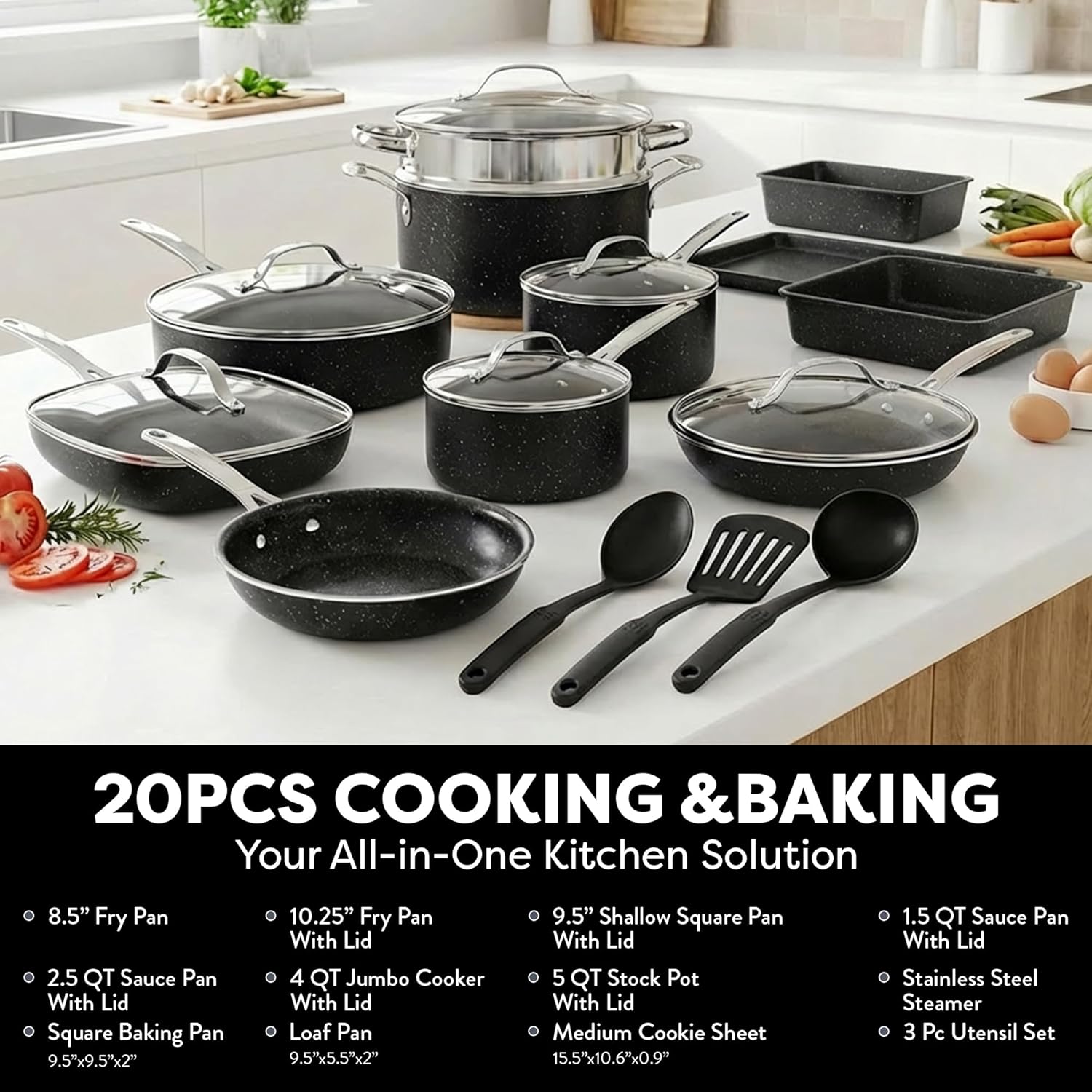 Thumbnail 1 de Granitestone 20 Pc Complete Pots and Pans Set – Nonstick, Oven & Dishwasher Safe
