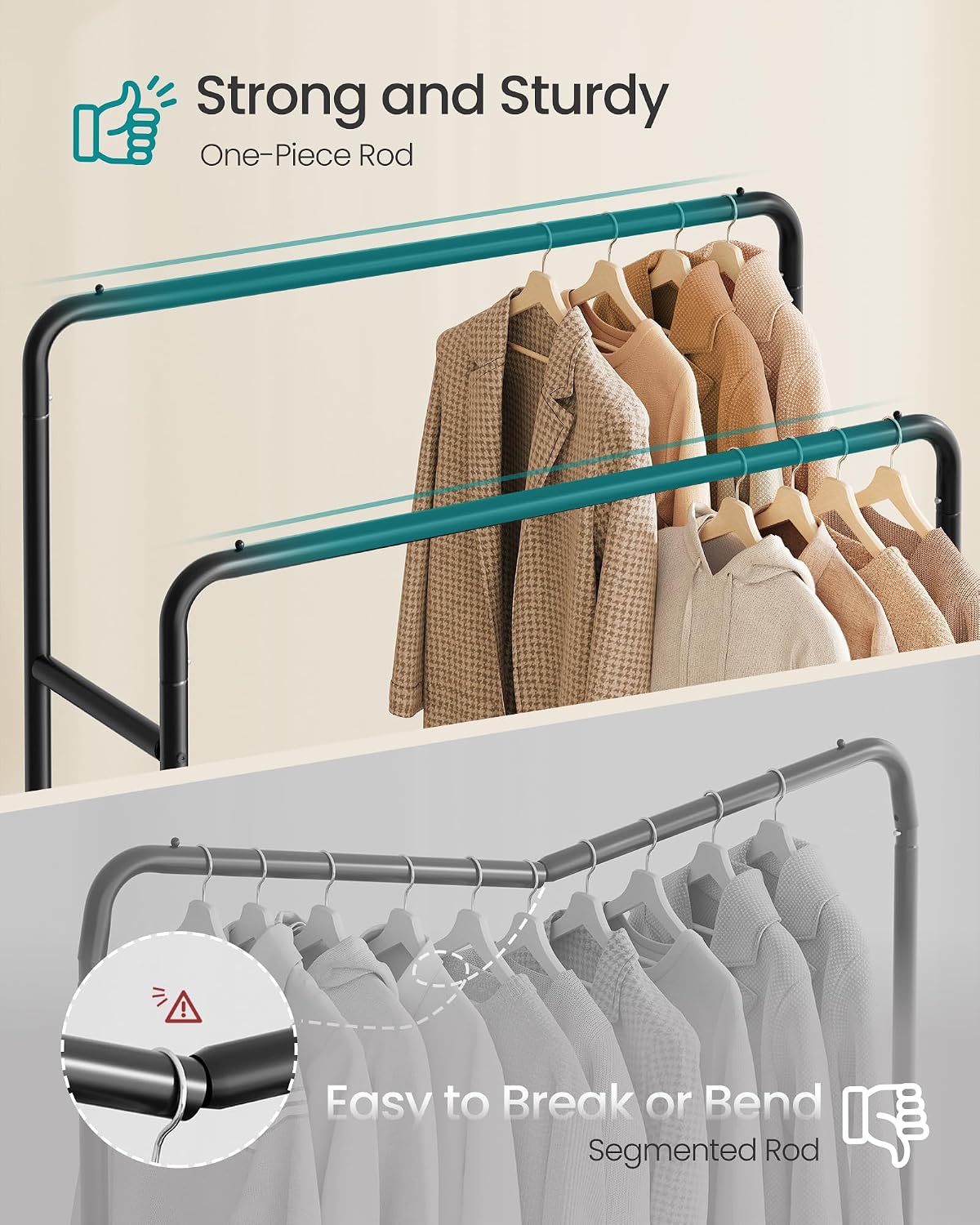 Detalle de SONGMICS HSR016BH01 clothes rack 50 kg