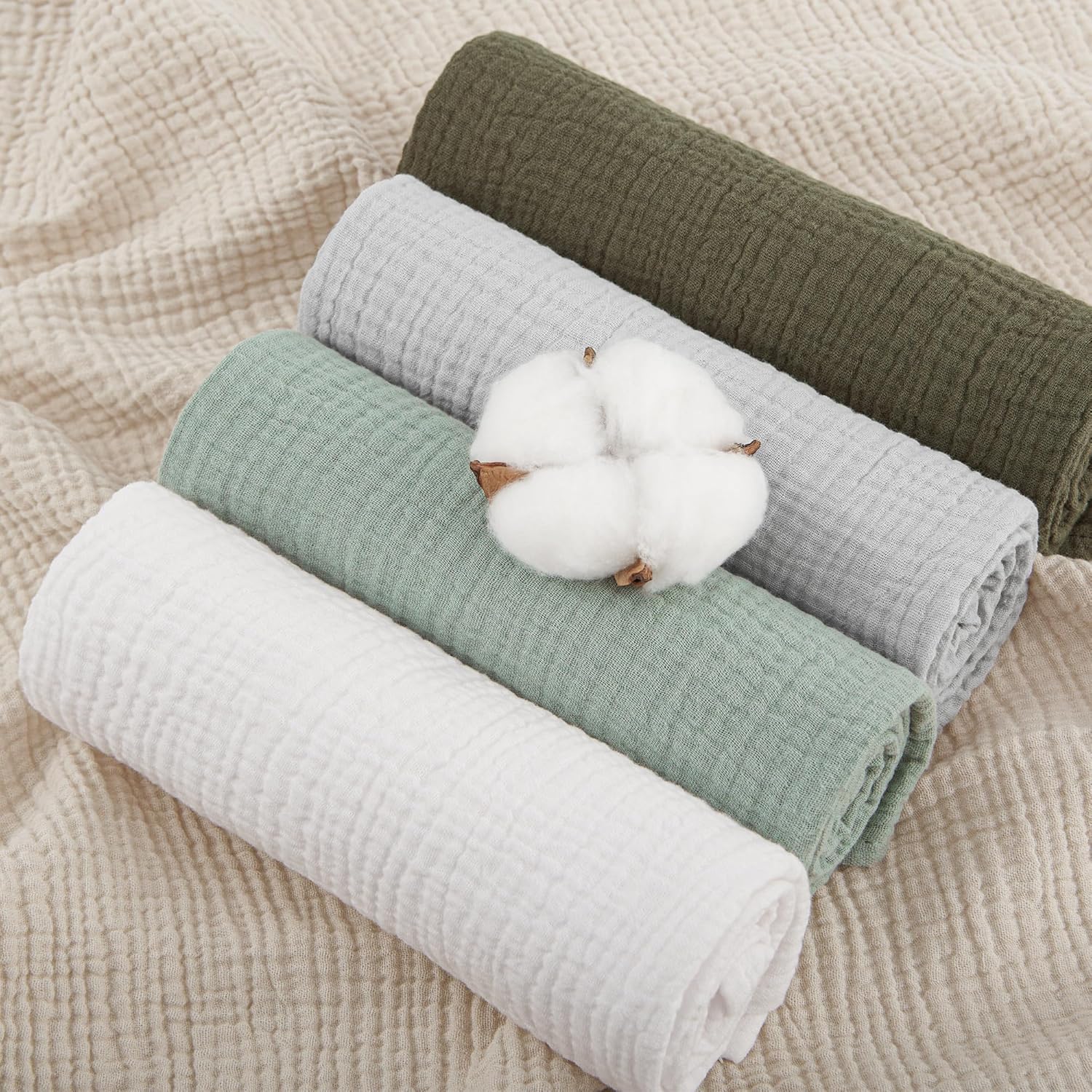 Thumbnail 1 de Susurration Muslin Cloths for Baby – 60 x 60 cm, 5 Pack, 100% Cotton
