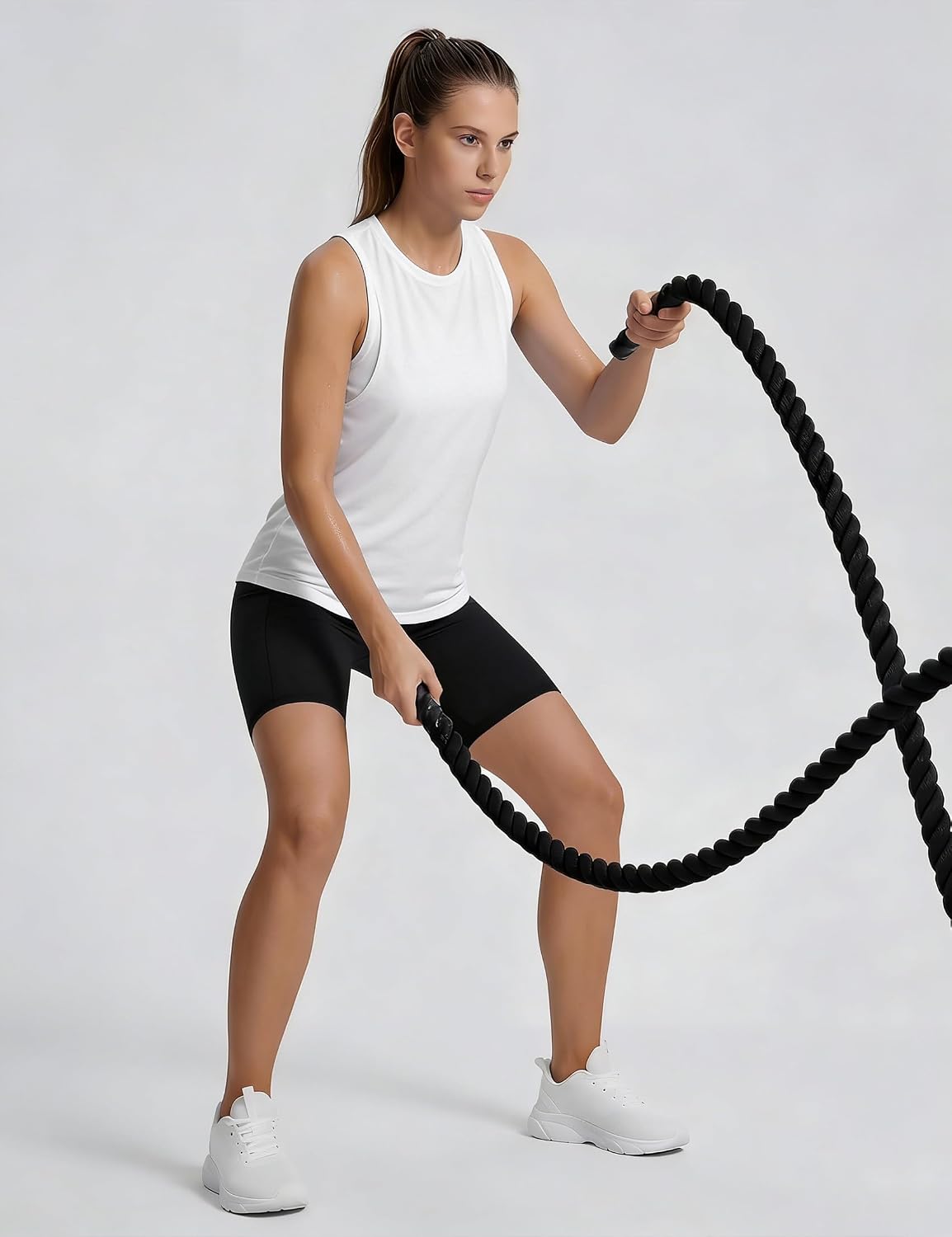 Detalle de Wayleb Canotta Sportiva Donna – Top Palestra Girocollo senza Maniche, Traspirante ed Elasticizzato S-3XL
