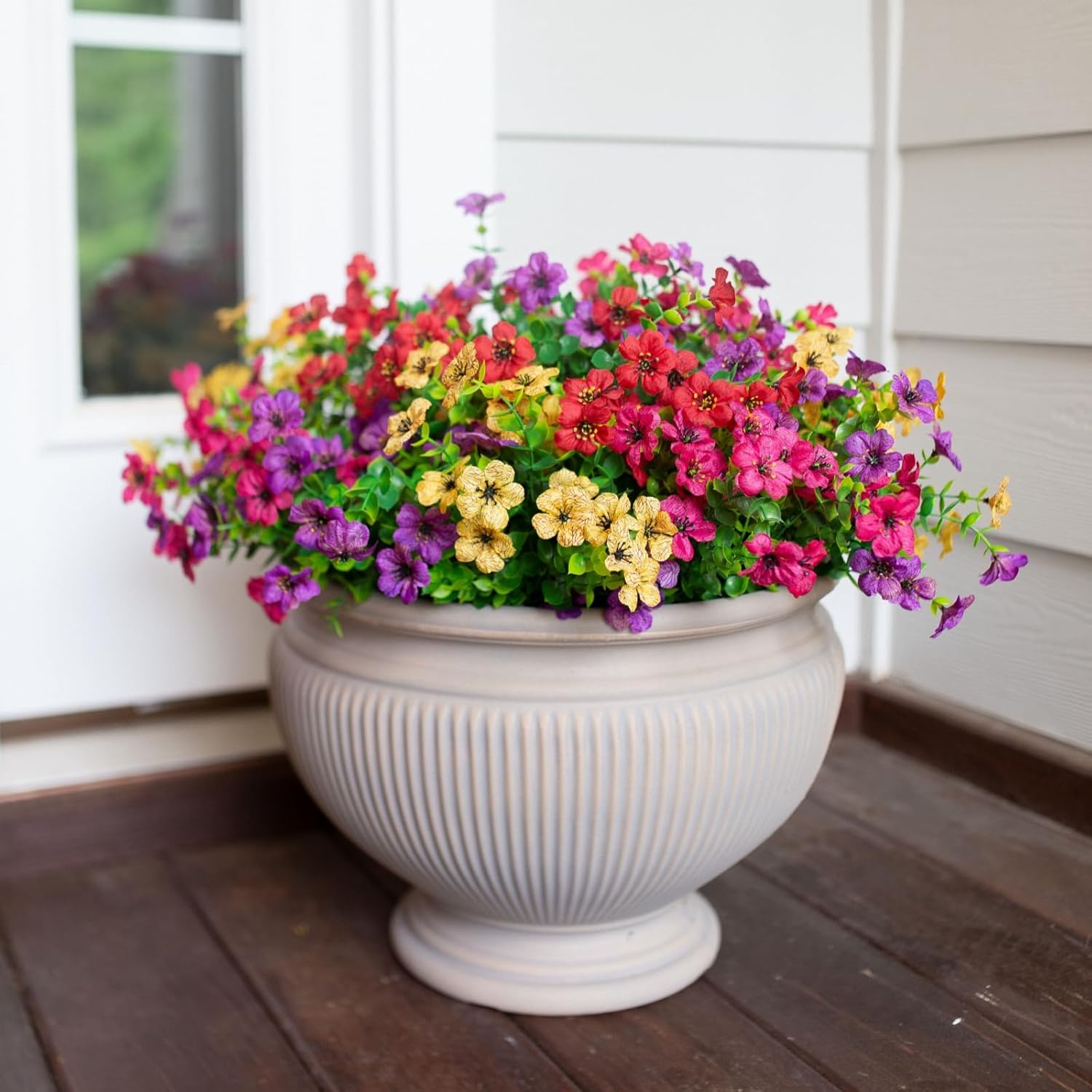 Thumbnail 4 de HyeFlora 12-Pack Daisy Artificial Flowers with Eucalyptus Leaves for Outdoor and Indoor Decor