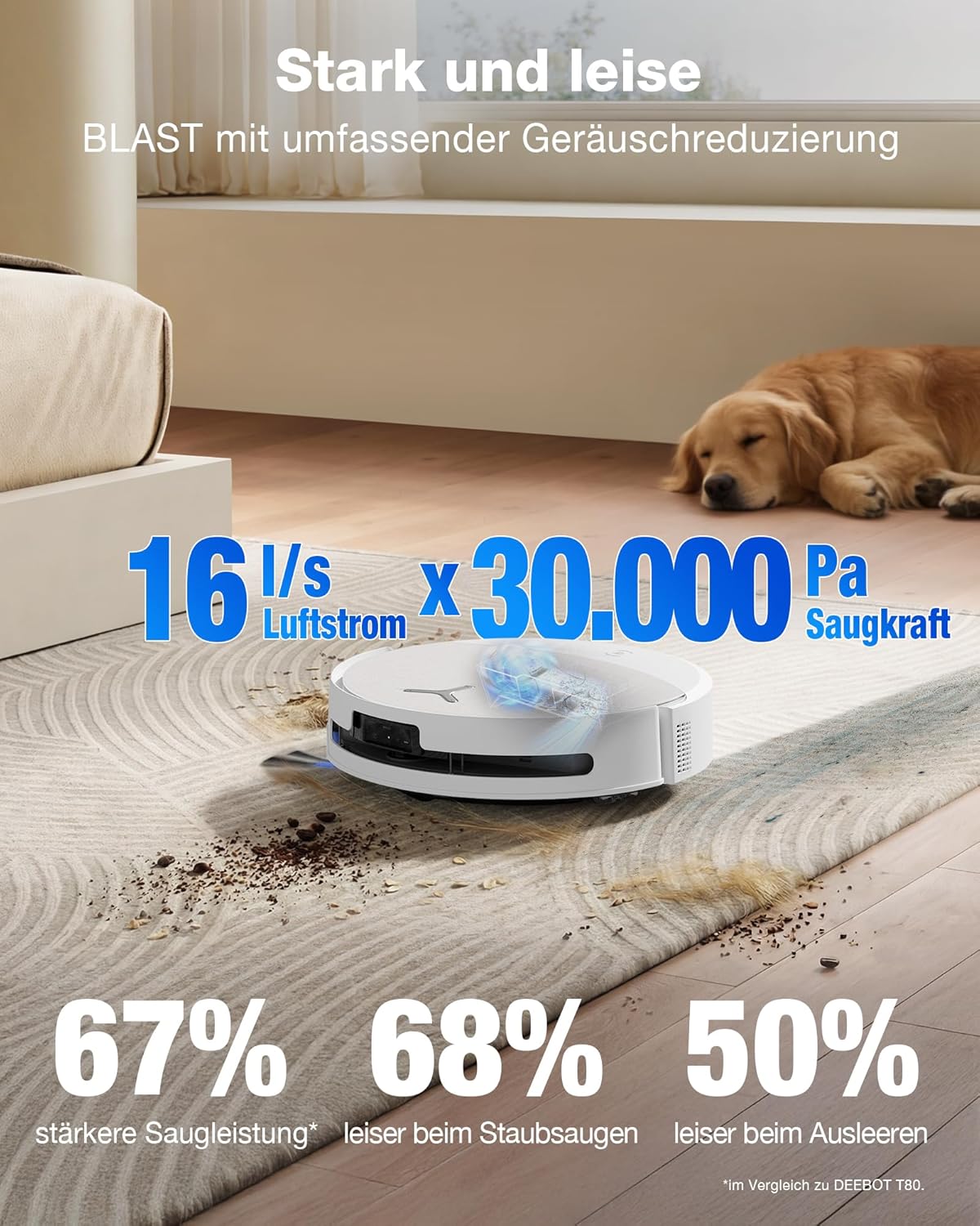 Detalle de ECOVACS DEEBOT T90 PRO Omni Saugroboter mit Wischfunktion – kraftvolle Reinigung für große Haushalte