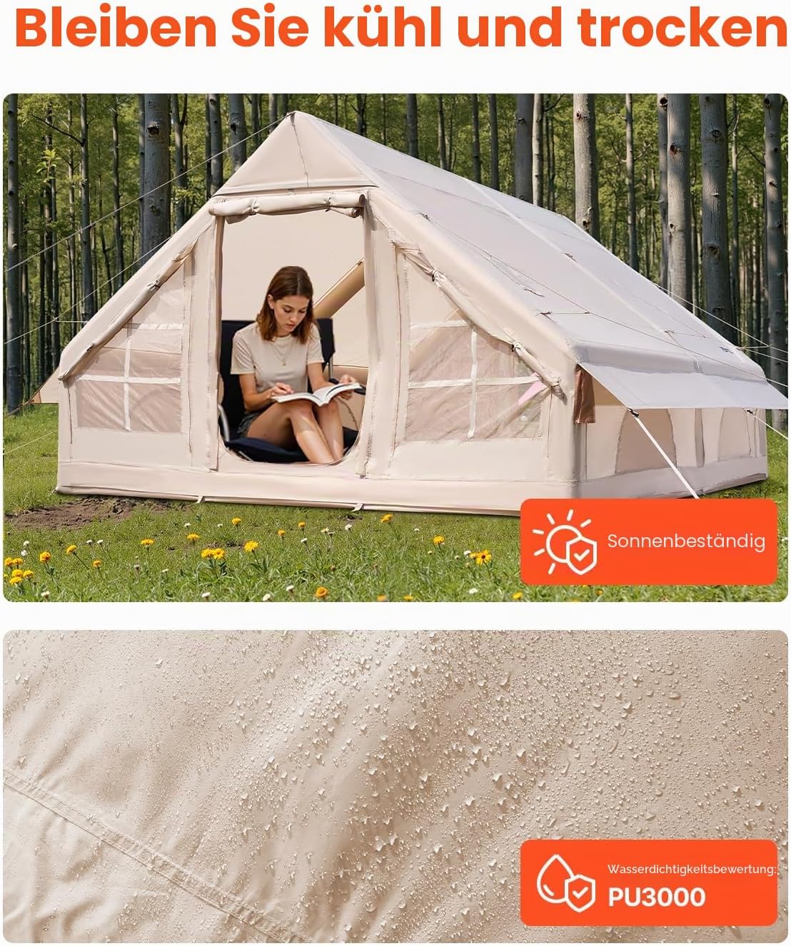 Thumbnail 3 de VEVOR Aufblasbares Campingzelt – 4-Jahreszeiten mit Ofenanschluss, 5–8 Personen, einfach aufzubauen