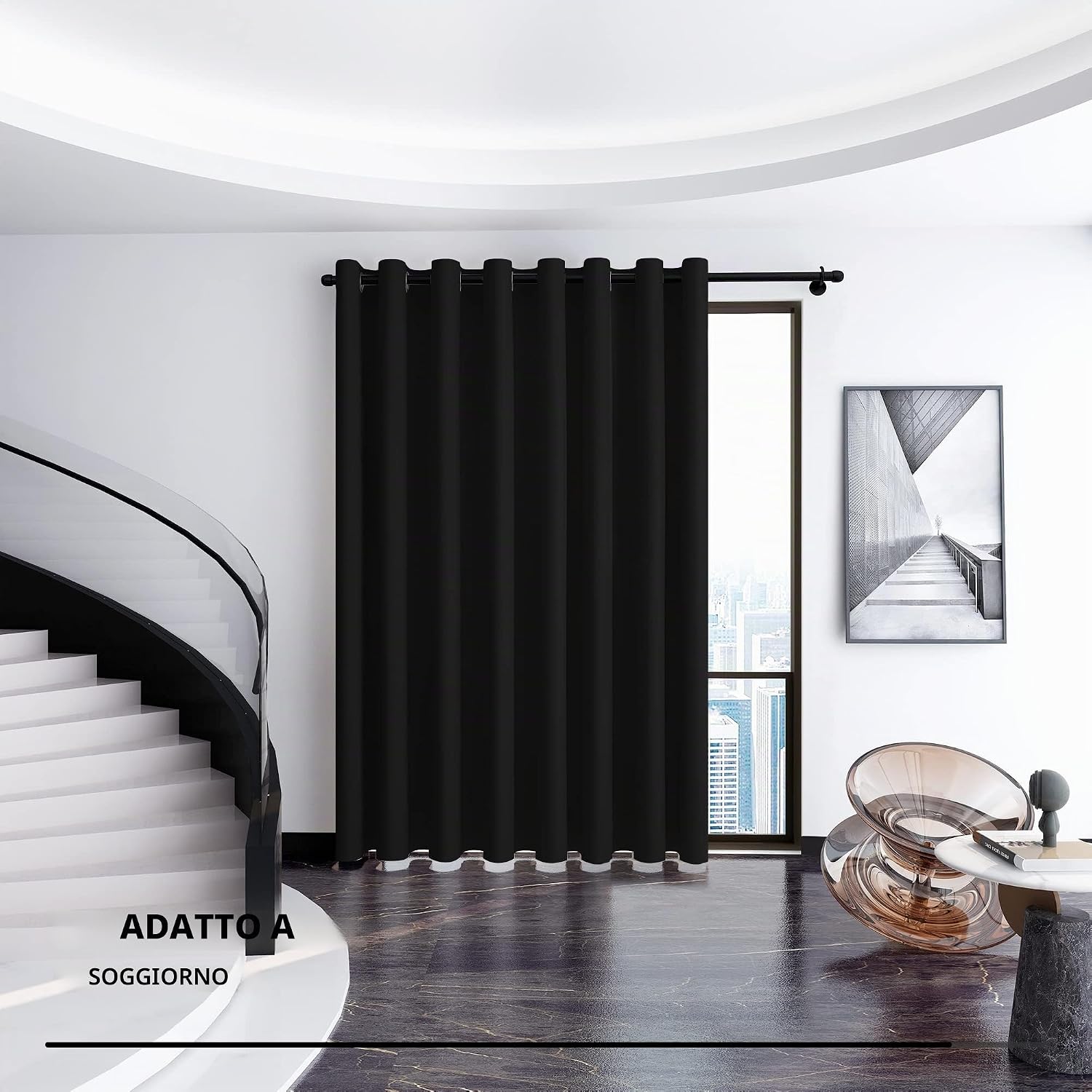 Detalle 2 de Deconovo Tende Oscuranti Moderne 254x242 cm — 2-in-1, Attenuano Luce, Termiche e di Contro Rumore