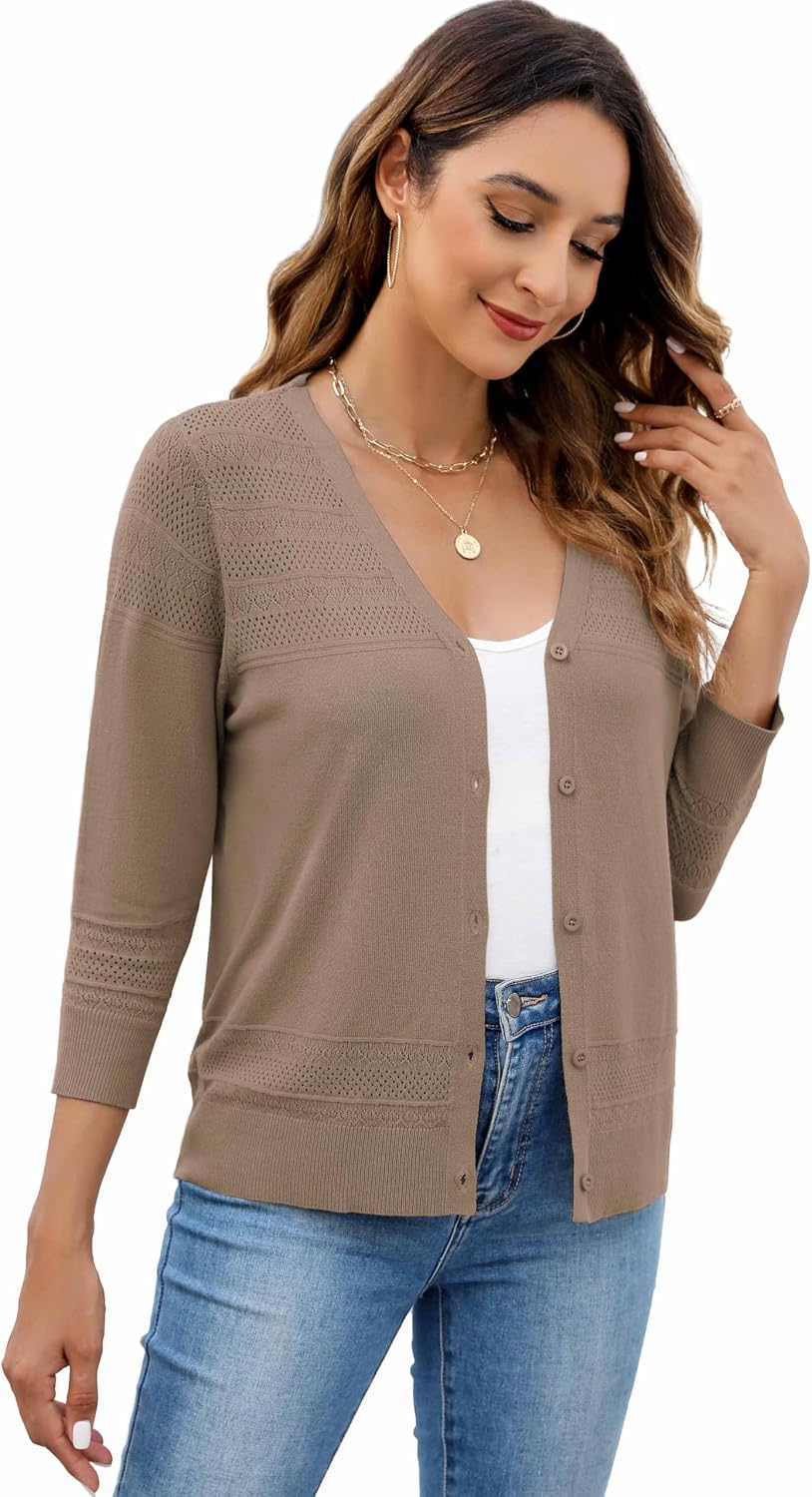 Thumbnail 1 de Neineiwu Strickjacke V-Ausschnitt Bolero 3/4