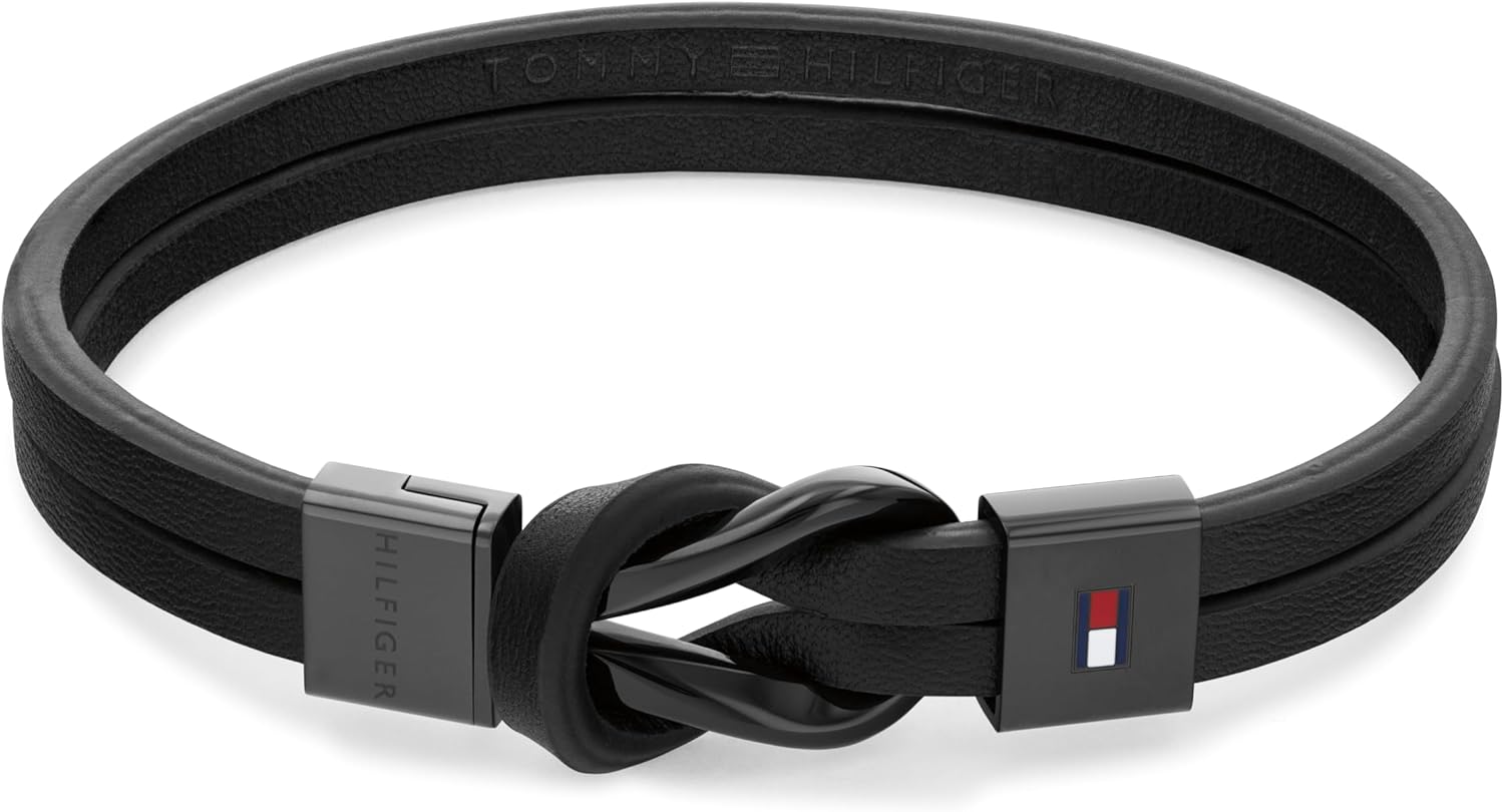 Detalle de Tommy Hilfiger Jewelry Lederarmband für Herren – Braun mit magnetischem Verschluss, 19 cm