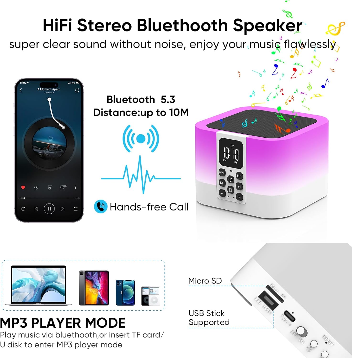 Thumbnail 1 de AUYLE Bluetooth-Lautsprecher mit Nachttischlampe