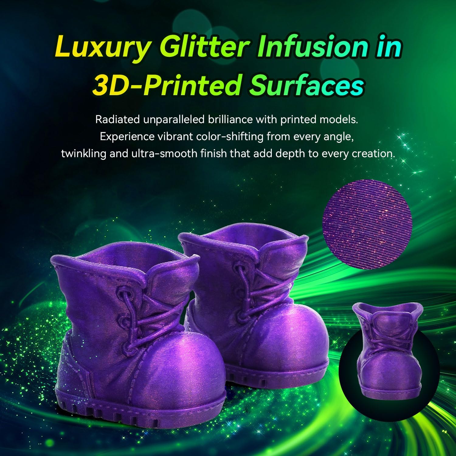 Thumbnail 3 de FLASHFORGE Xmas Series Rapid PLA Filament Aurora Purple — High-Fluidity, High-Speed 3D Printing 1.75mm