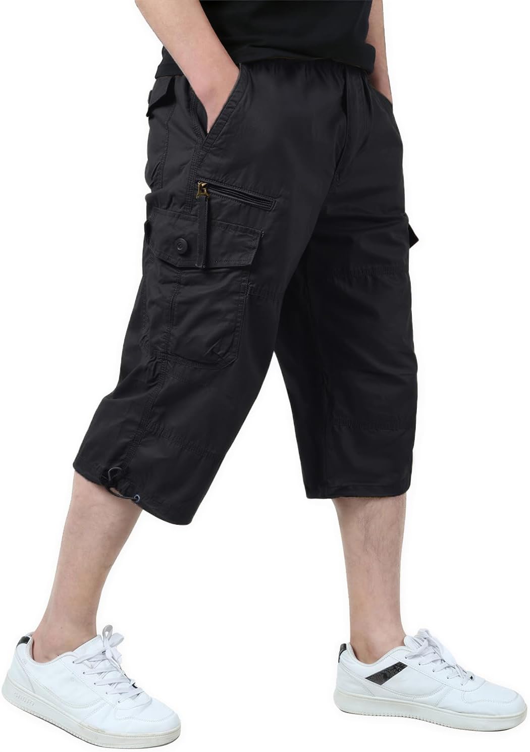 Detalle de KEFITEVD Cargo Shorts for Men – 3/4 Length Cotton Cargo Trousers with Multi Pockets