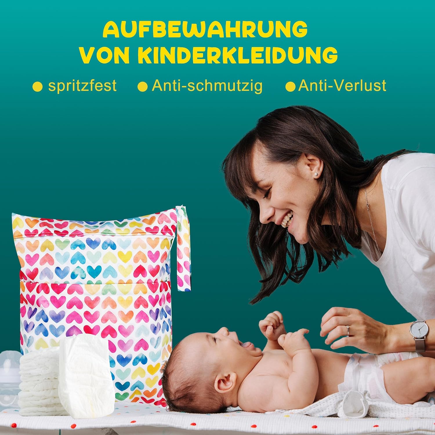 Thumbnail 2 de Loscarol Wetbag Kindergarten (2er Set, groß + klein) mit Druckknopfgriff – Nassbeutel für Windeln & mehr