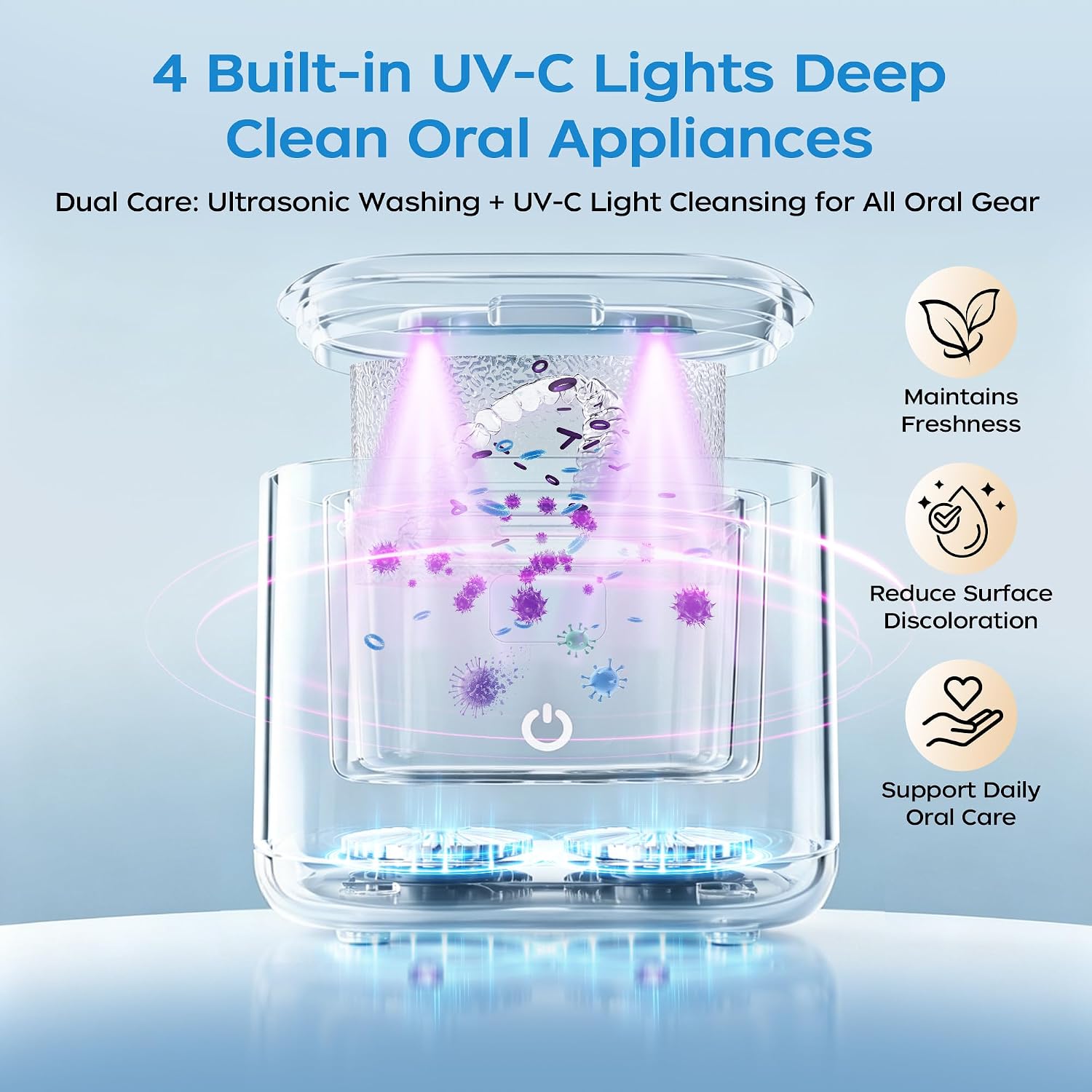 Detalle de LOVELAB Ultrasonic Retainer Cleaner, 48 kHz, UV-C Light, 200 mL Tank